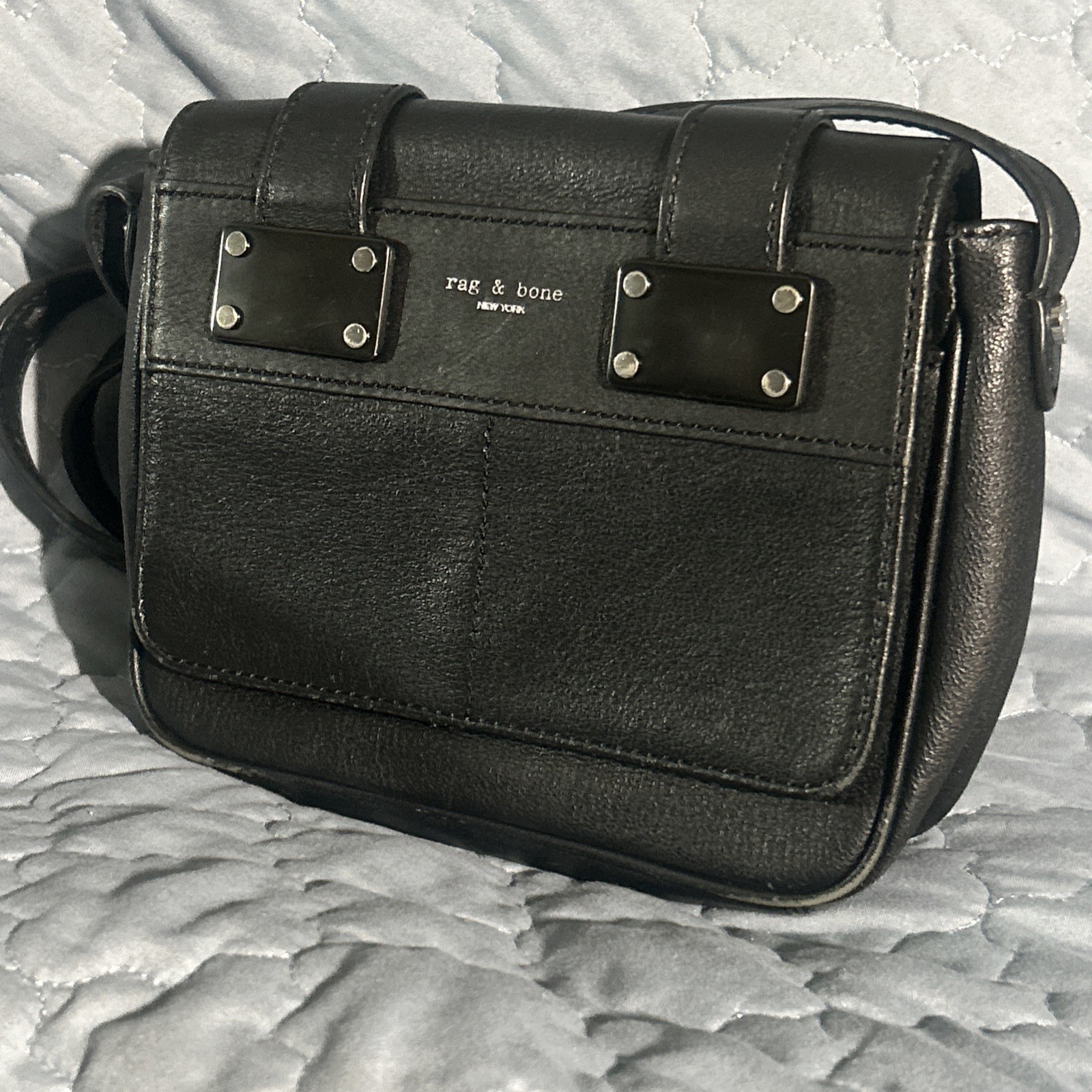 Rag & Bone Black Leather Pilot Crossbody Bag