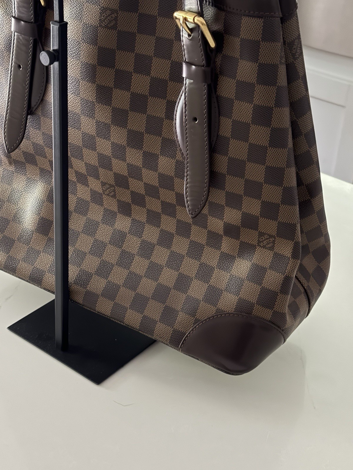 100% Authentic Louis Vuitton Damier Ebene Hampstead GM Shoulder Bag EXCELLENT