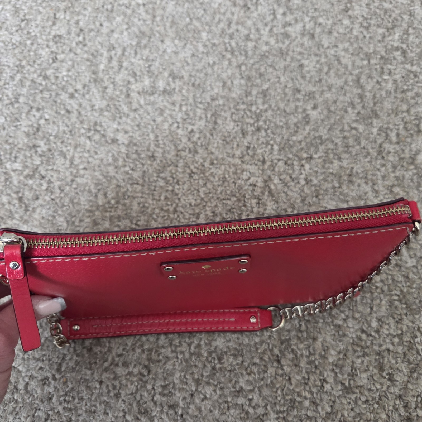 Kate Spade Wellesley Byrd Shoulder Bag RED Leather Chain Strap Purse