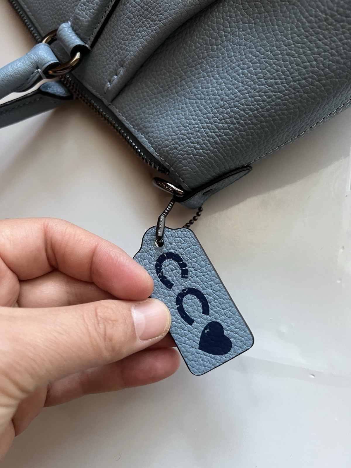 Coach V5/Aqua Elise Polished Pebble Leather Satchel
