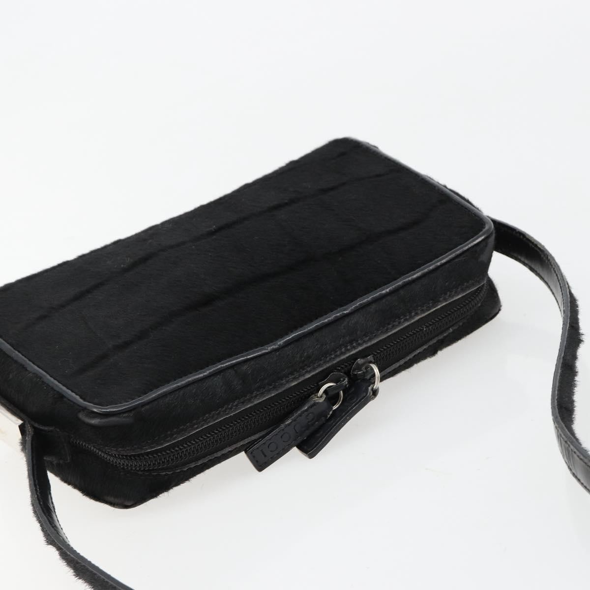 GUCCI Shoulder Bag Harako leather Black Silver 007 1014 0274 5 Auth 183309