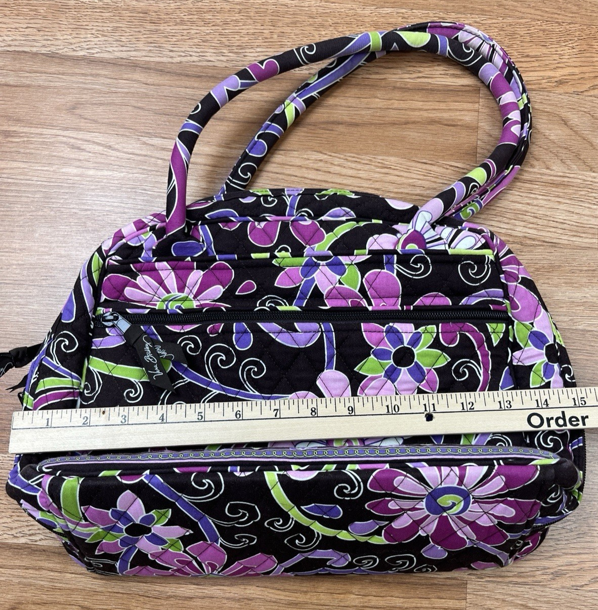 Vera Bradley Retired Purple Punch Bowler Bag Shoulder Purse- Lots of Pockets
