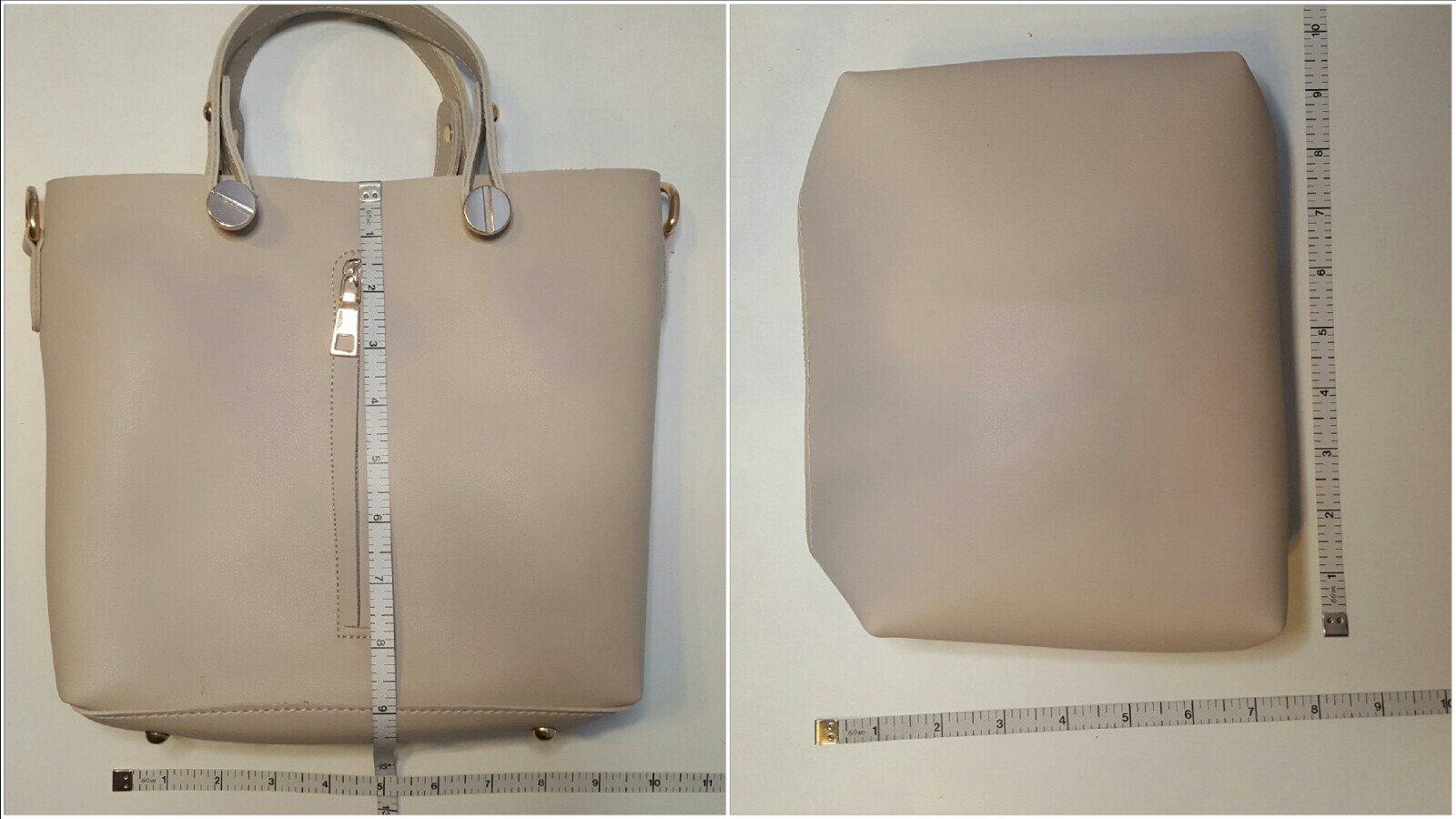 Light Grey Leather Crossbody Bag With Matching Accessories Bag (Unbranded)