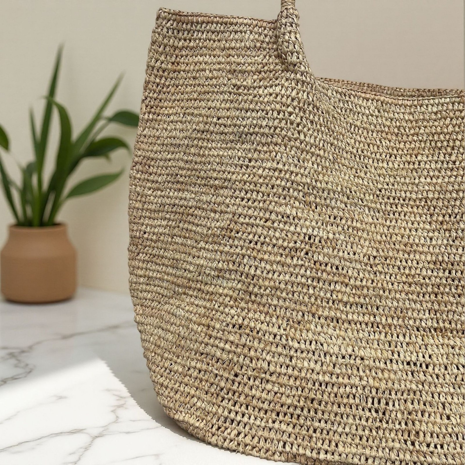 Handmade Crochet Raffia Straw Bag Square Tote Summer Beach Shoulder Handbag Purs