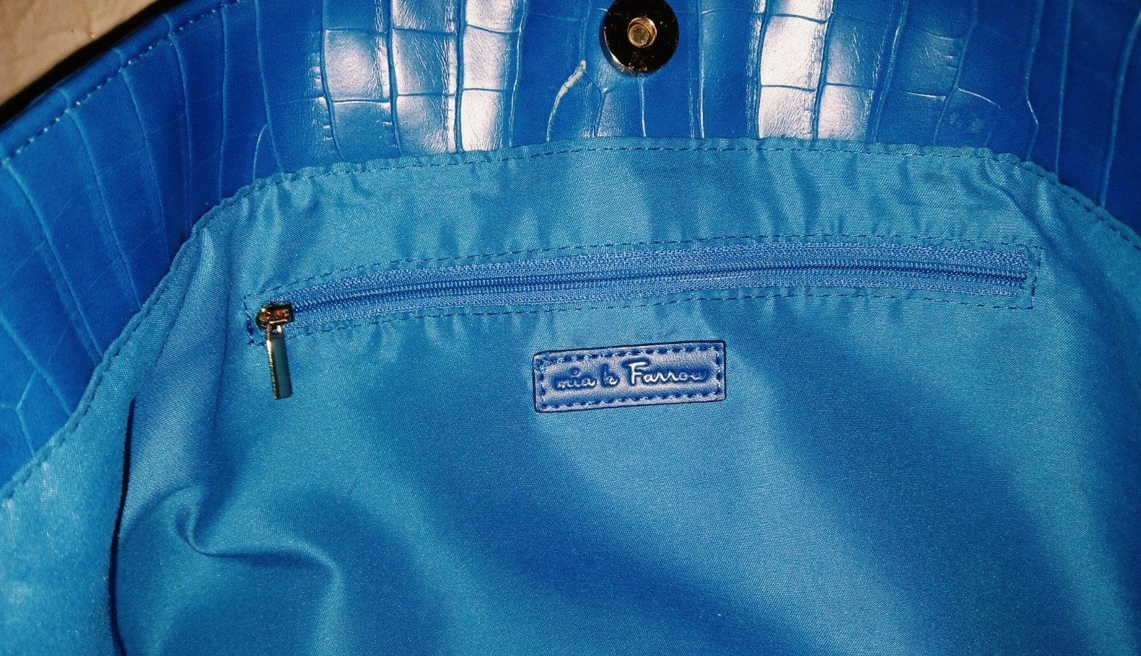 MKF Collection By Mia K Farrow Turquoise Blue Embossed Faux Croc Tote Bag