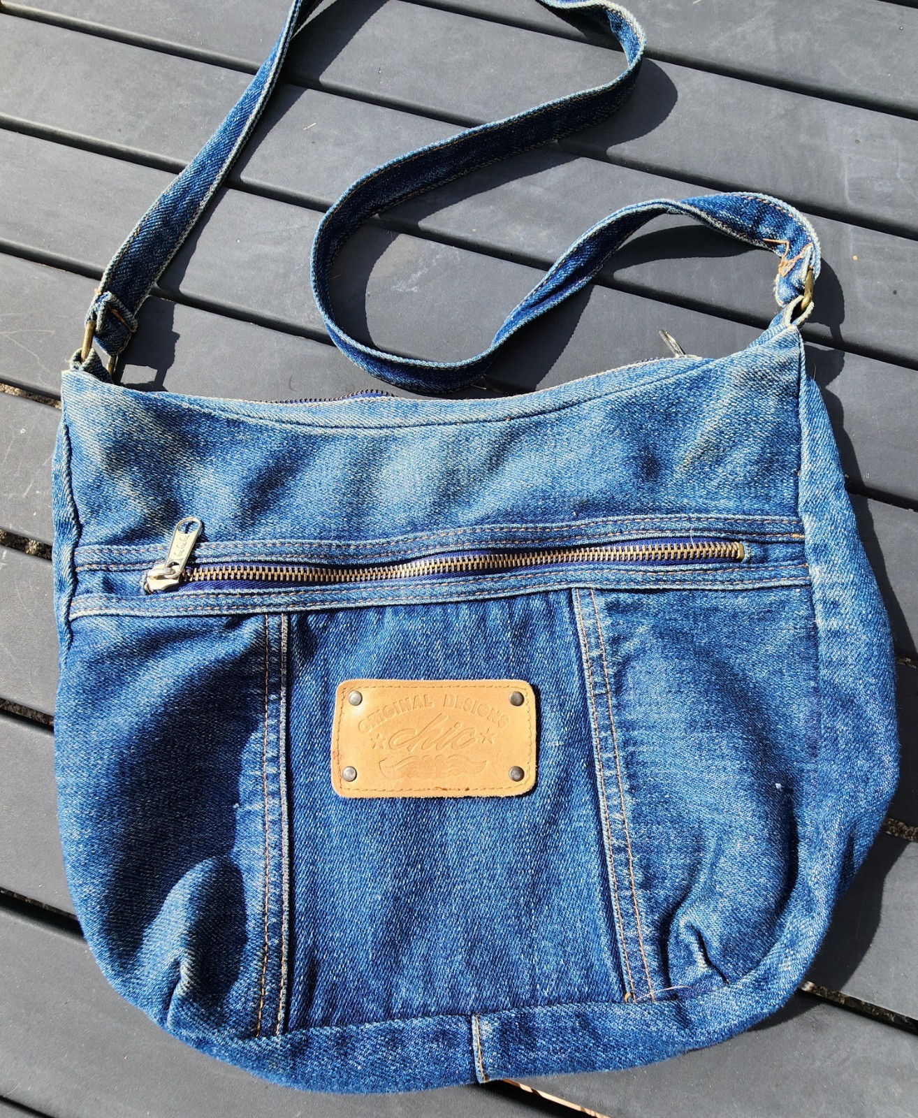 Vintage Chic Original Designs Blue Denim Hobo Shoulder Bag Purse 90s Y2K