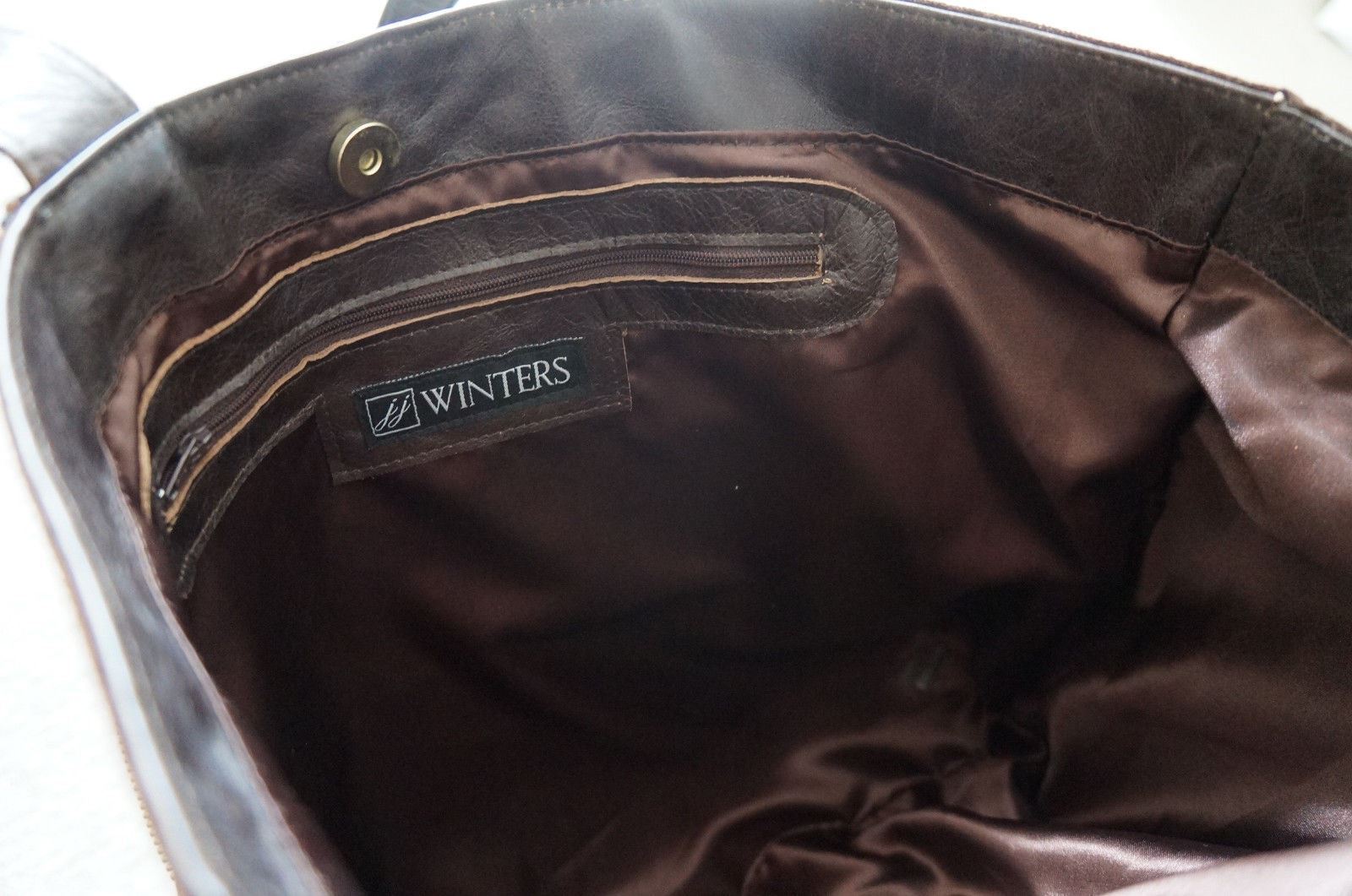 NEW JJ Winters Brown Leather Side Zipper ADJUSTABLE Medium Large Tote Hobo Bag