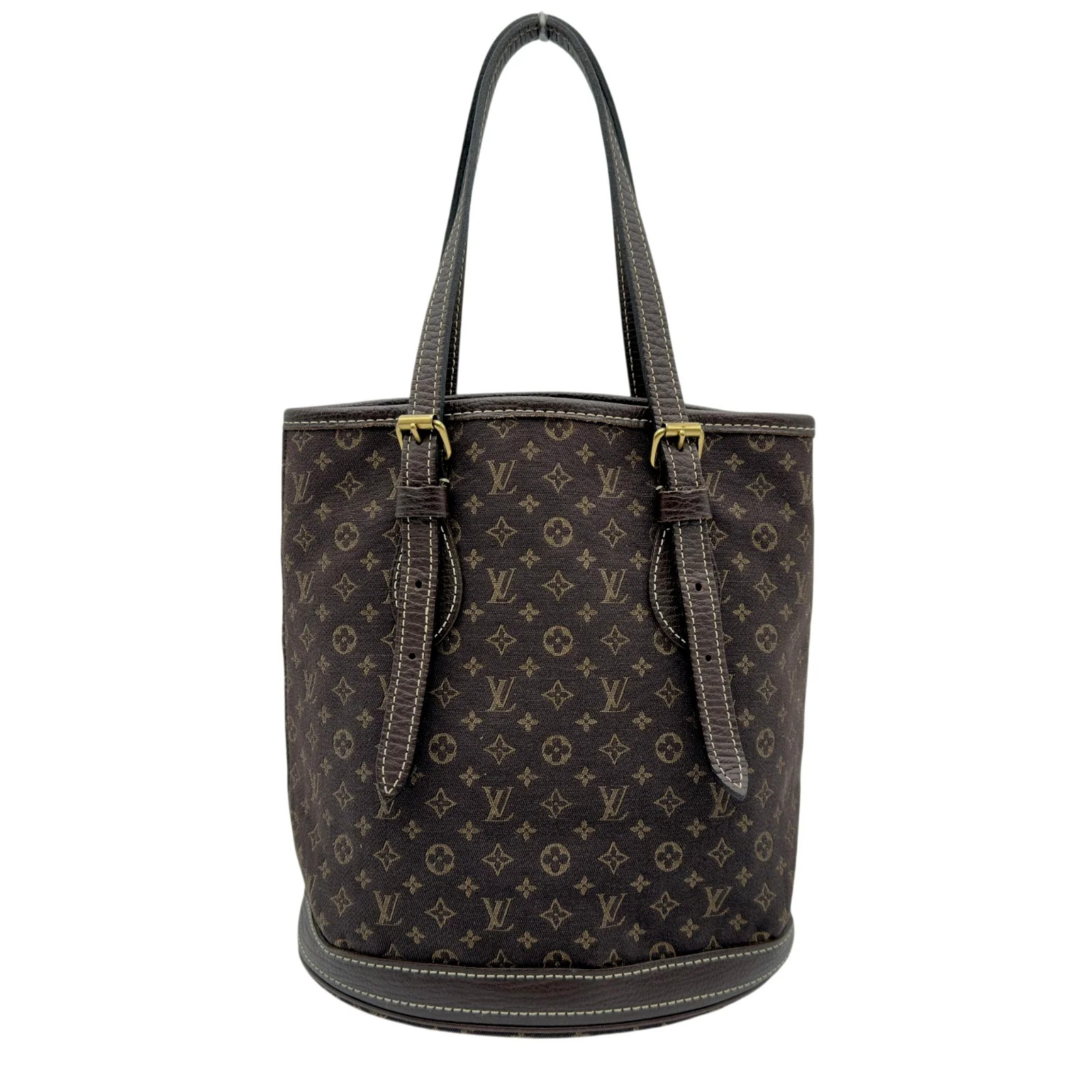 LOUIS VUITTON Bucket PM Brown Canvas Tote M95226 #OKB5560