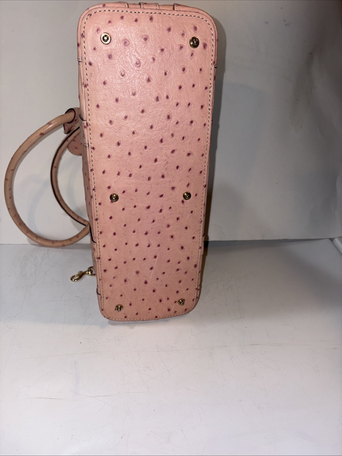 Vintage Dooney and Bourke Ostrich Shoulder Bag Pink 8x15in