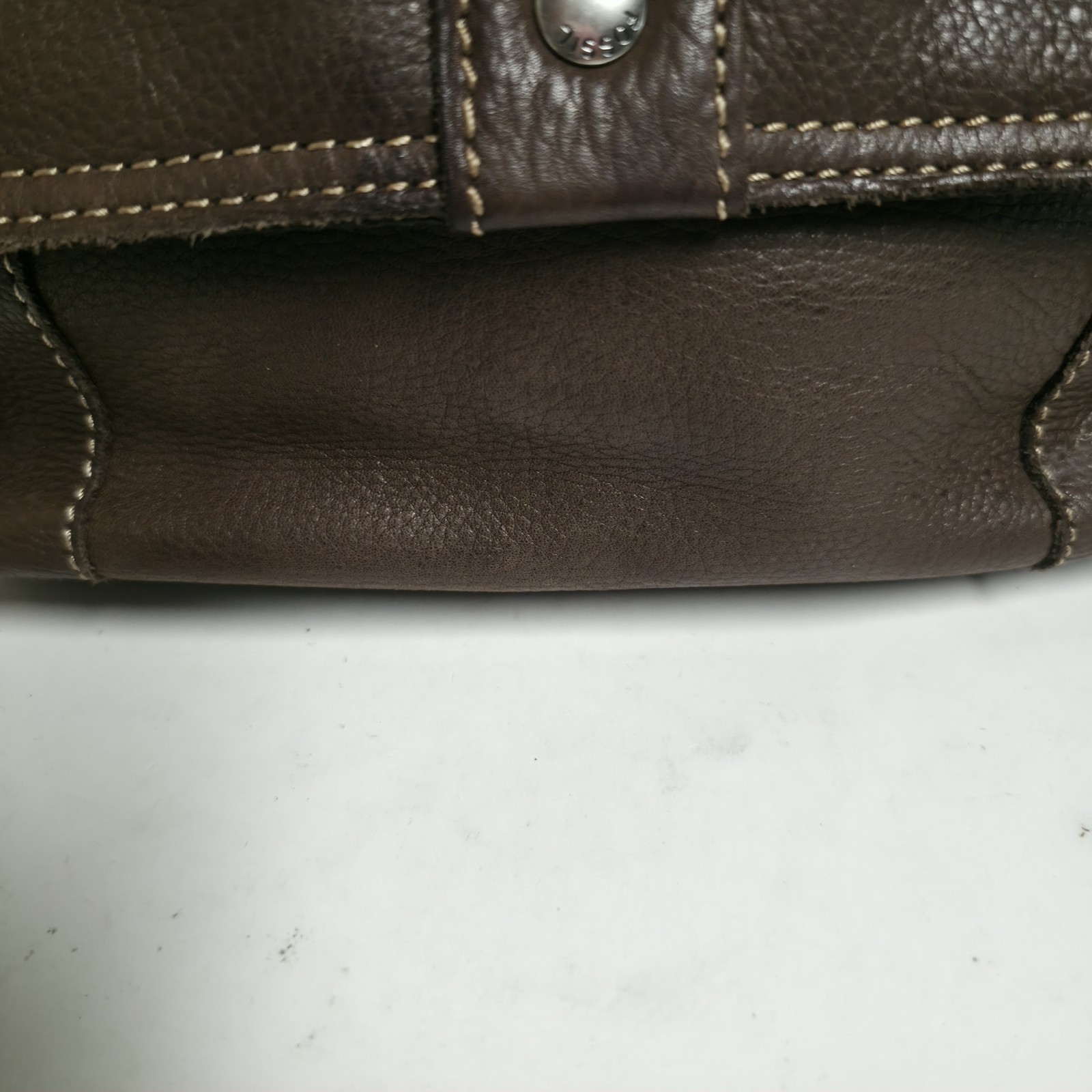 FOSSIL Brown Pebbled Leather Crossbody Messenger Bag Flap Zip Organizer Purse