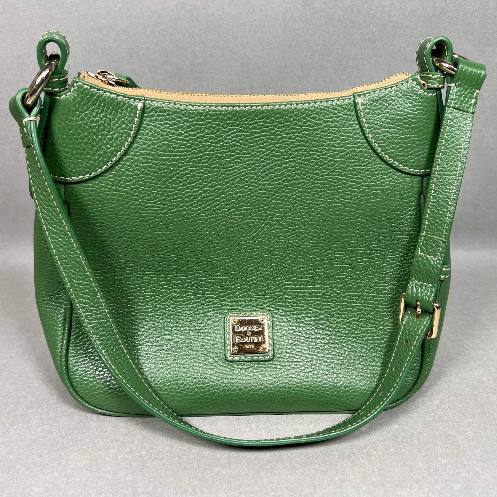 $218 Dooney & Bourke Lucca Pebbled Leather Crossbody Shoulder Bag Grass Green VG
