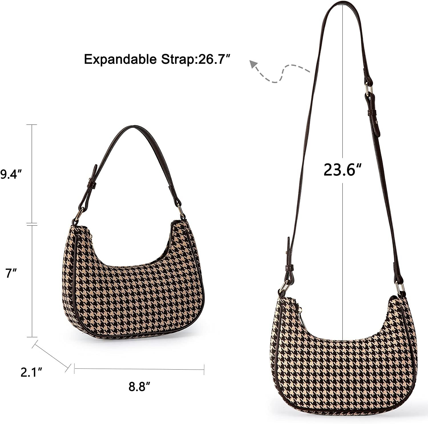 Handbag Crossbody Trendy Shoulder Bag Small Coffee Color Women Detachable Strap
