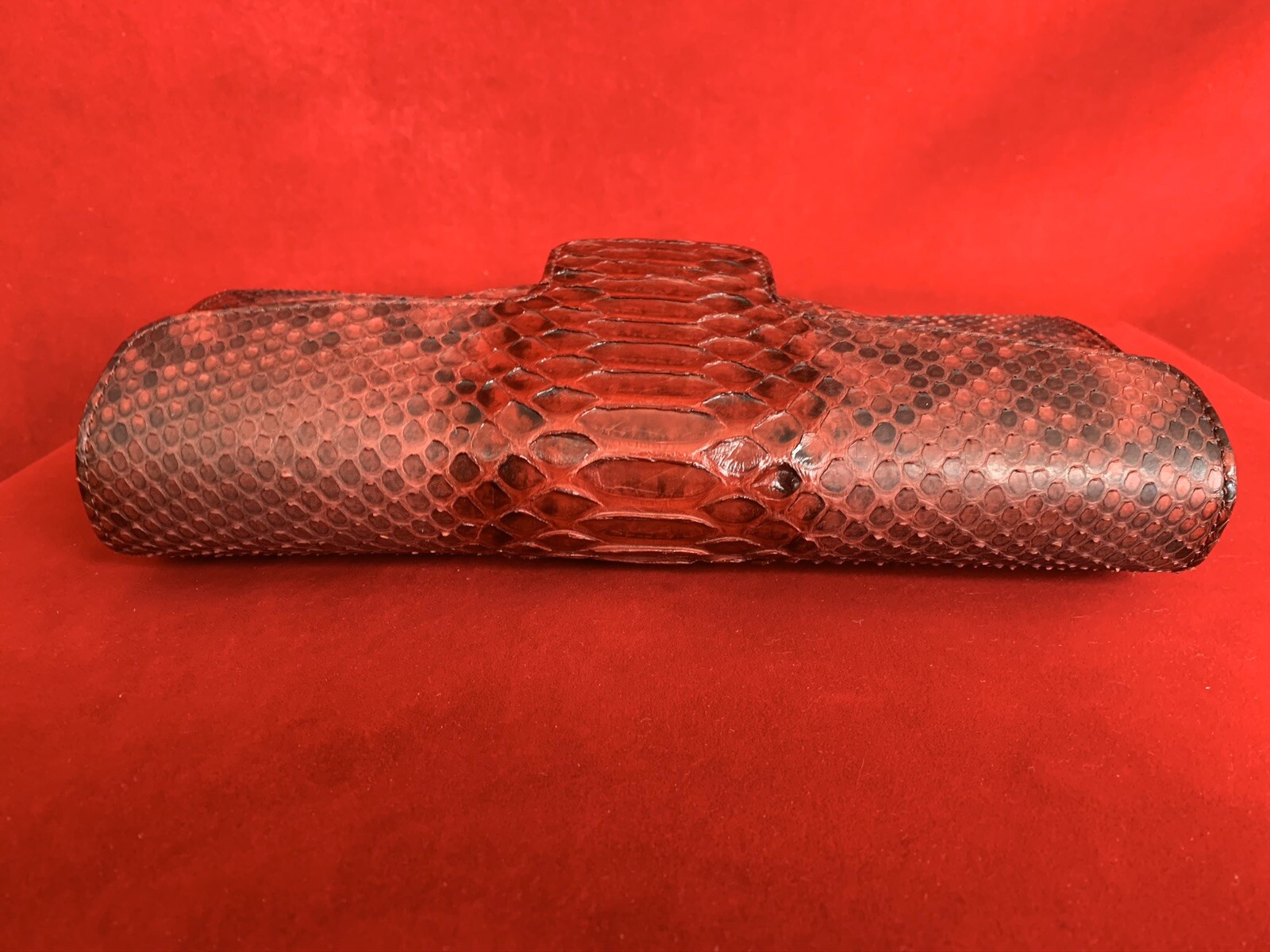 Sergio Rossi Burgundy Python Leather Clutch