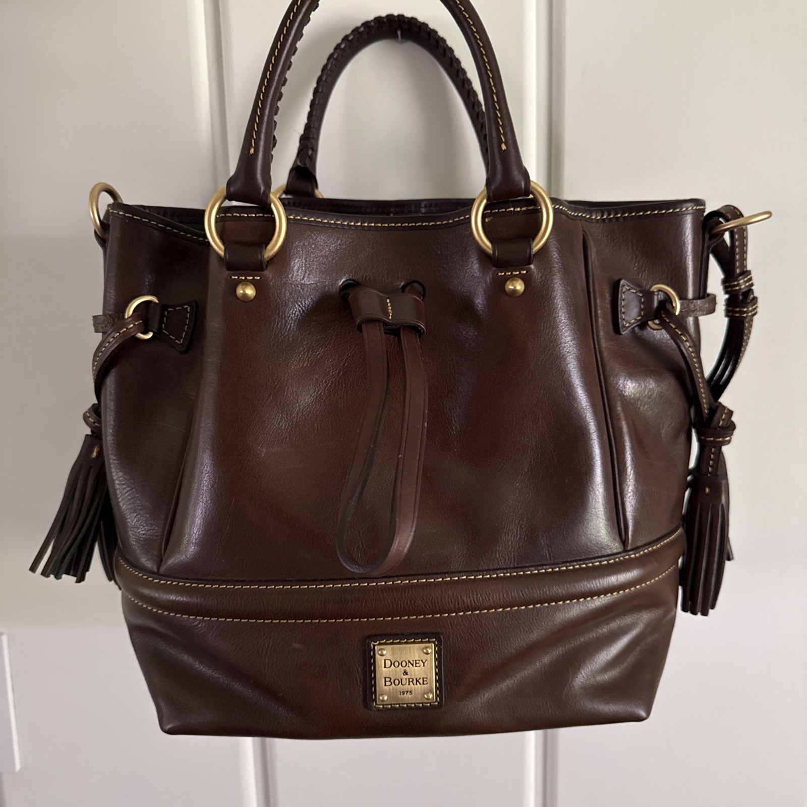 Dooney & Bourke Florentine Leather Buckley Bag Chestnut bucket CLEAN INTERIOR!