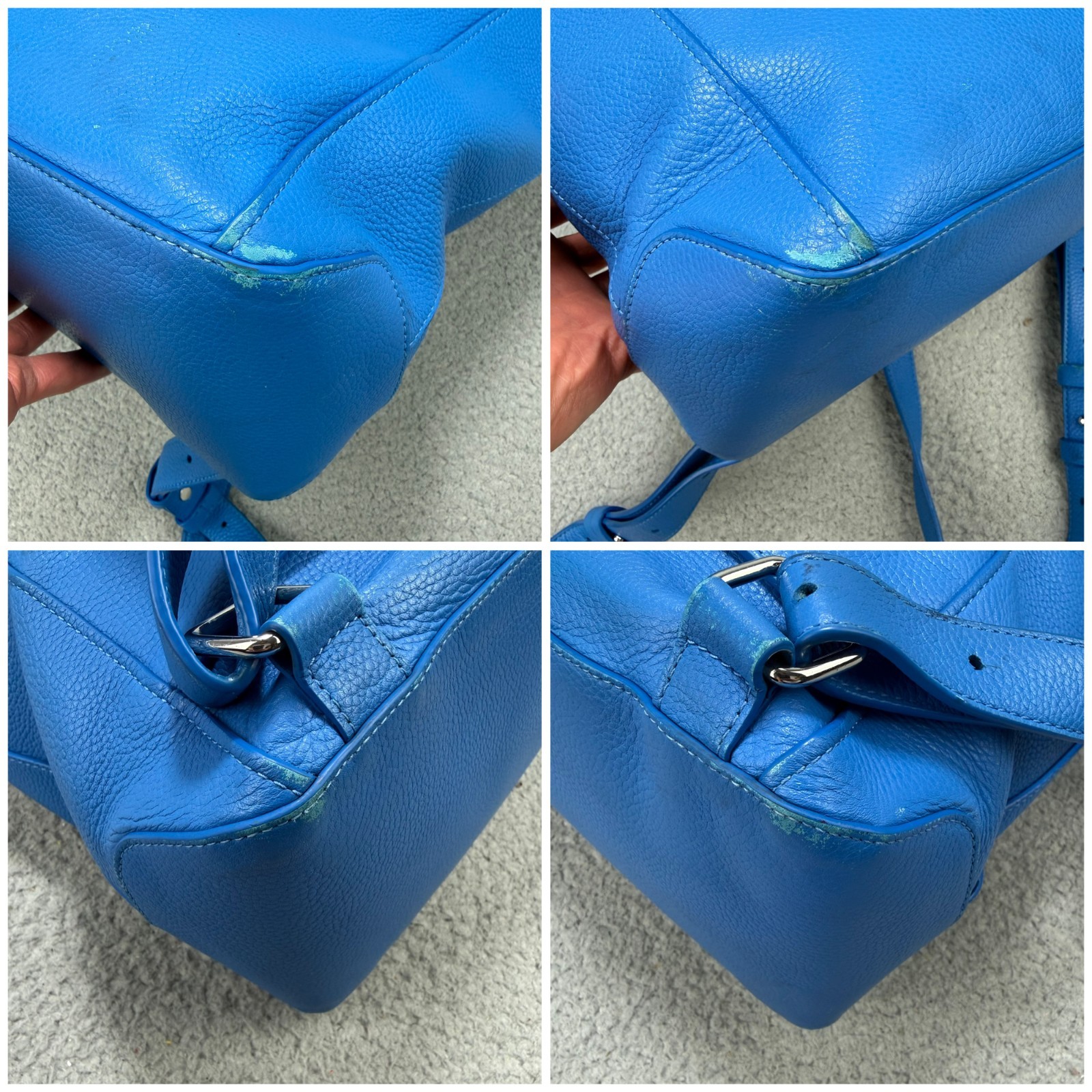 Cole Haan Backpack Blue Grand Series Convertible Shoulder Crossbody Leather Bag