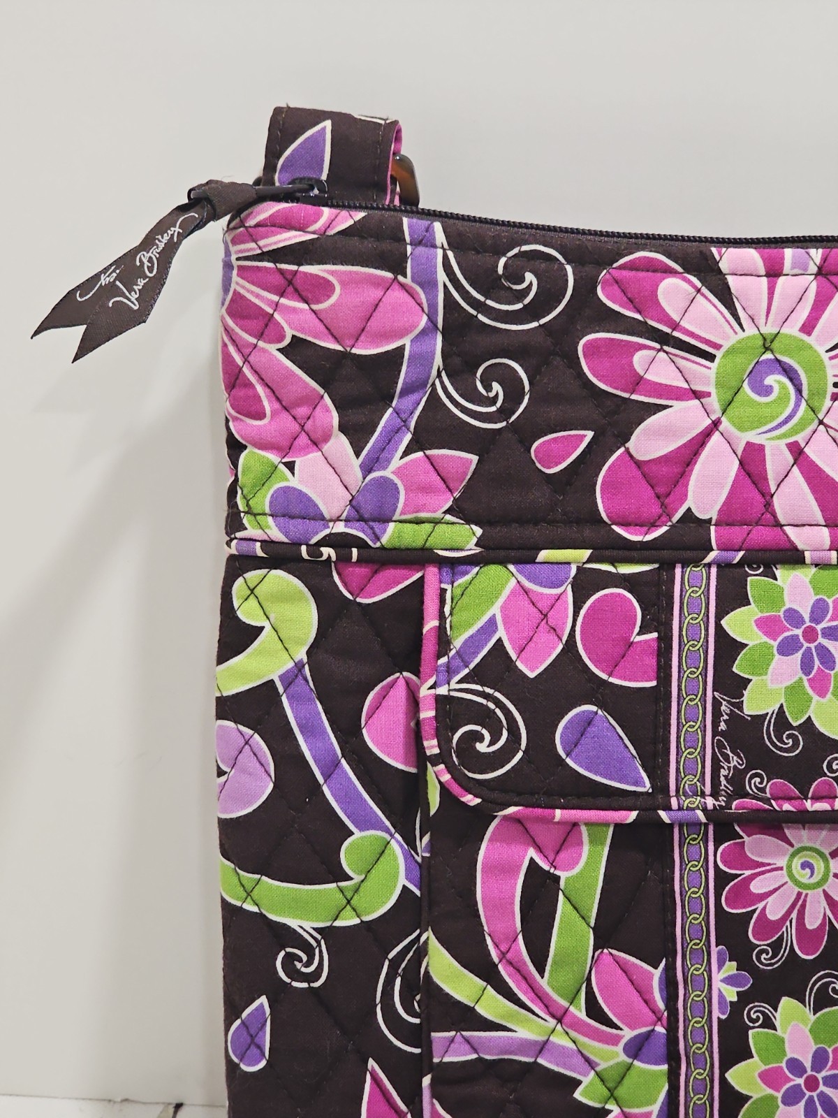 Vera Bradley Small Travel Purple Punch Brown Mini Hipster Crossbody With Wallet