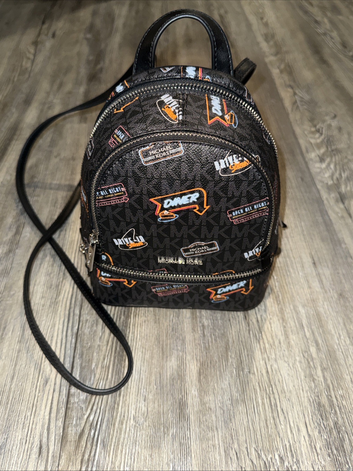 Michael Kors Rhea Extra-Small Printed Signature Logo Backpack Black Multi