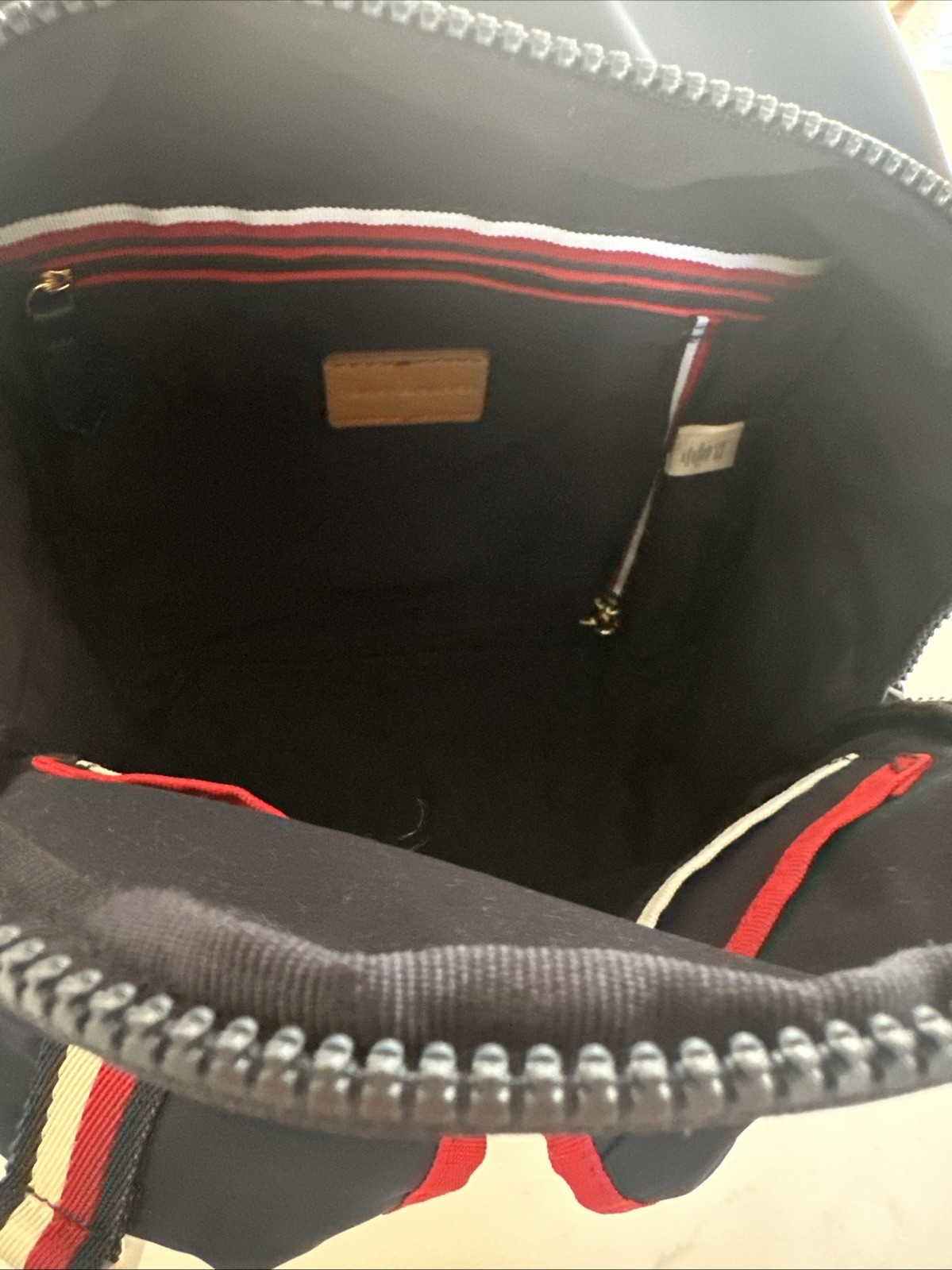 Tommy Hilfiger Navy Blue & Red Nylon Small Backpack