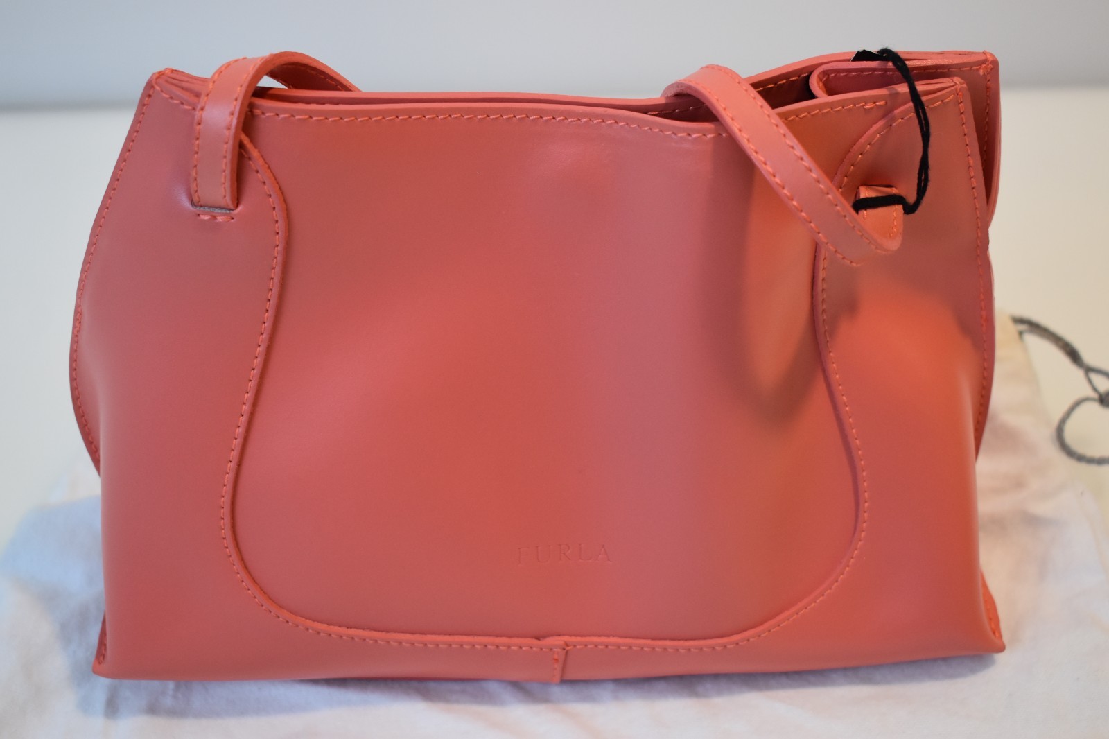 Furla Handbag Womens Leather Coral New with Tags and dust jacket