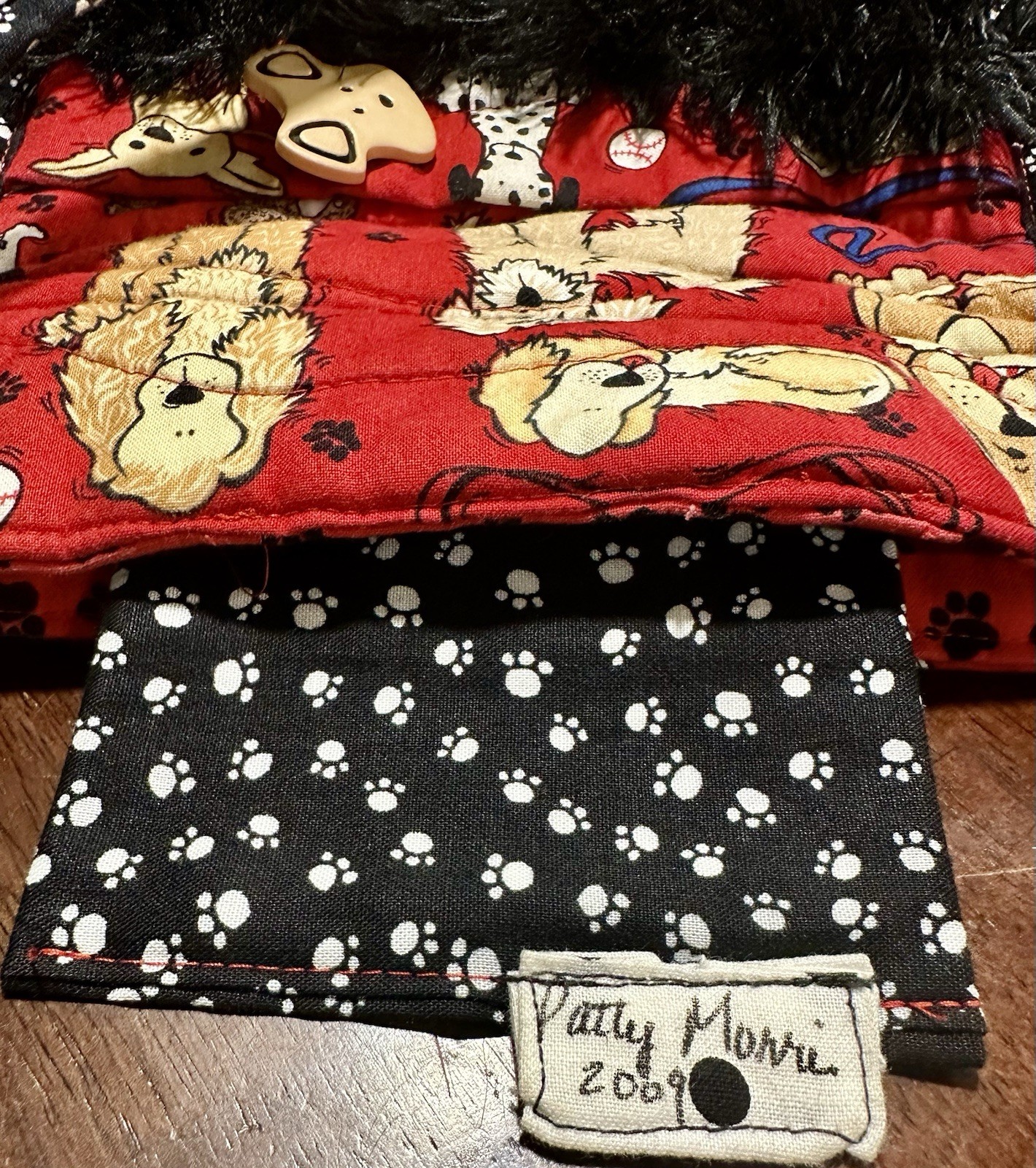 Handmade Quilted Dog Puppy Fabric Tote Shoulder Bag Purse Red Patty Morri 2009