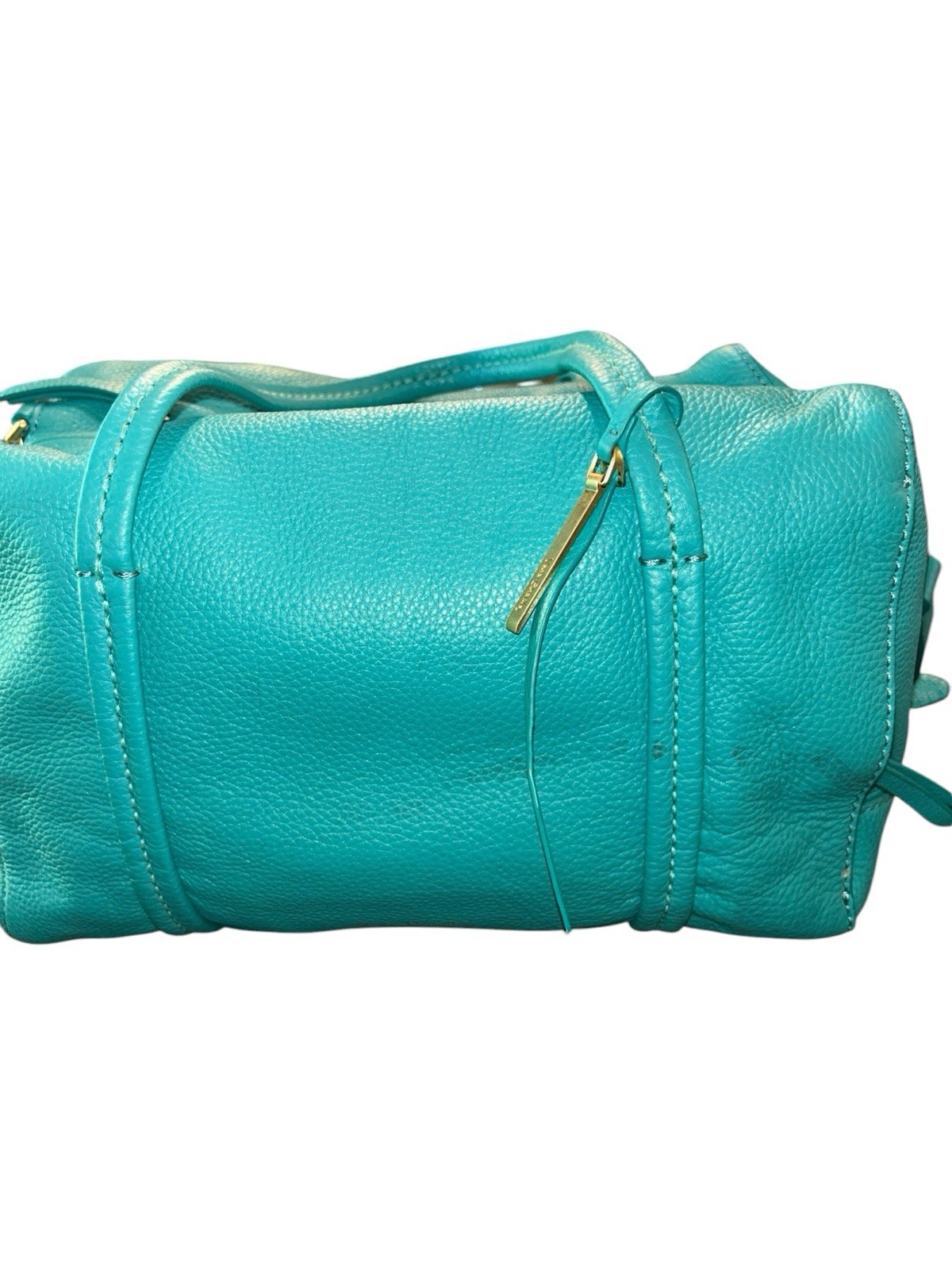 Vera Bradley Purse Bag Large Teal Leather Adjustable Straps Floral Interior