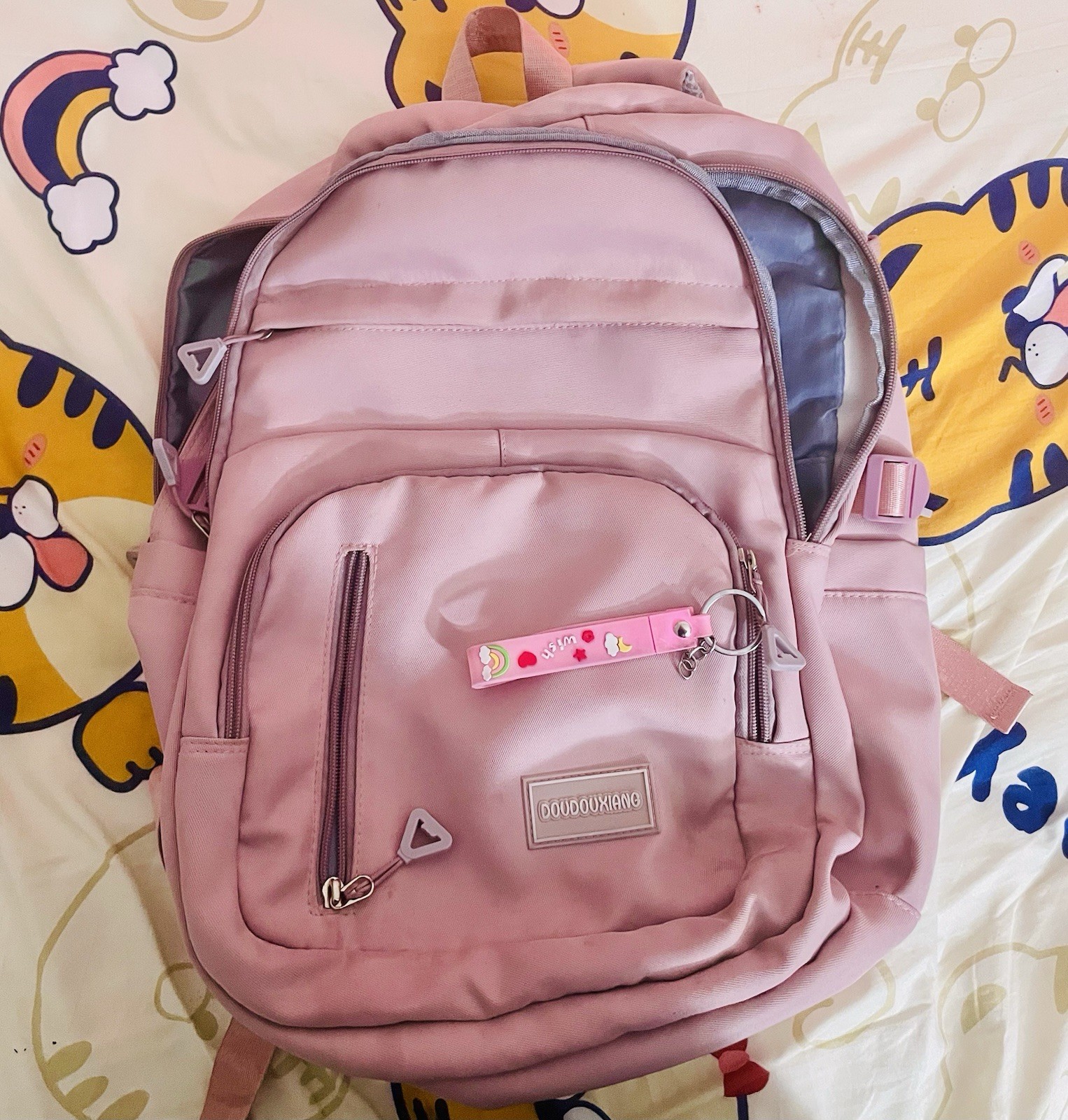 Pink/Blue Large Adults School Backpack 6 compartments Padded Adjustable Straps