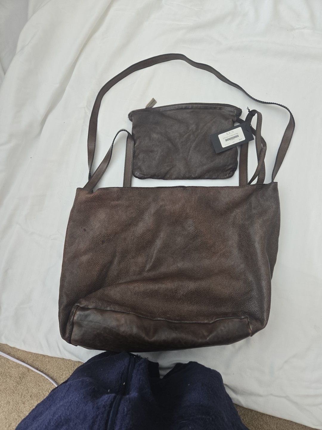 Numero 10 Tote Shoulder Bag Purse Authentic Leather Brown Vintage Processing