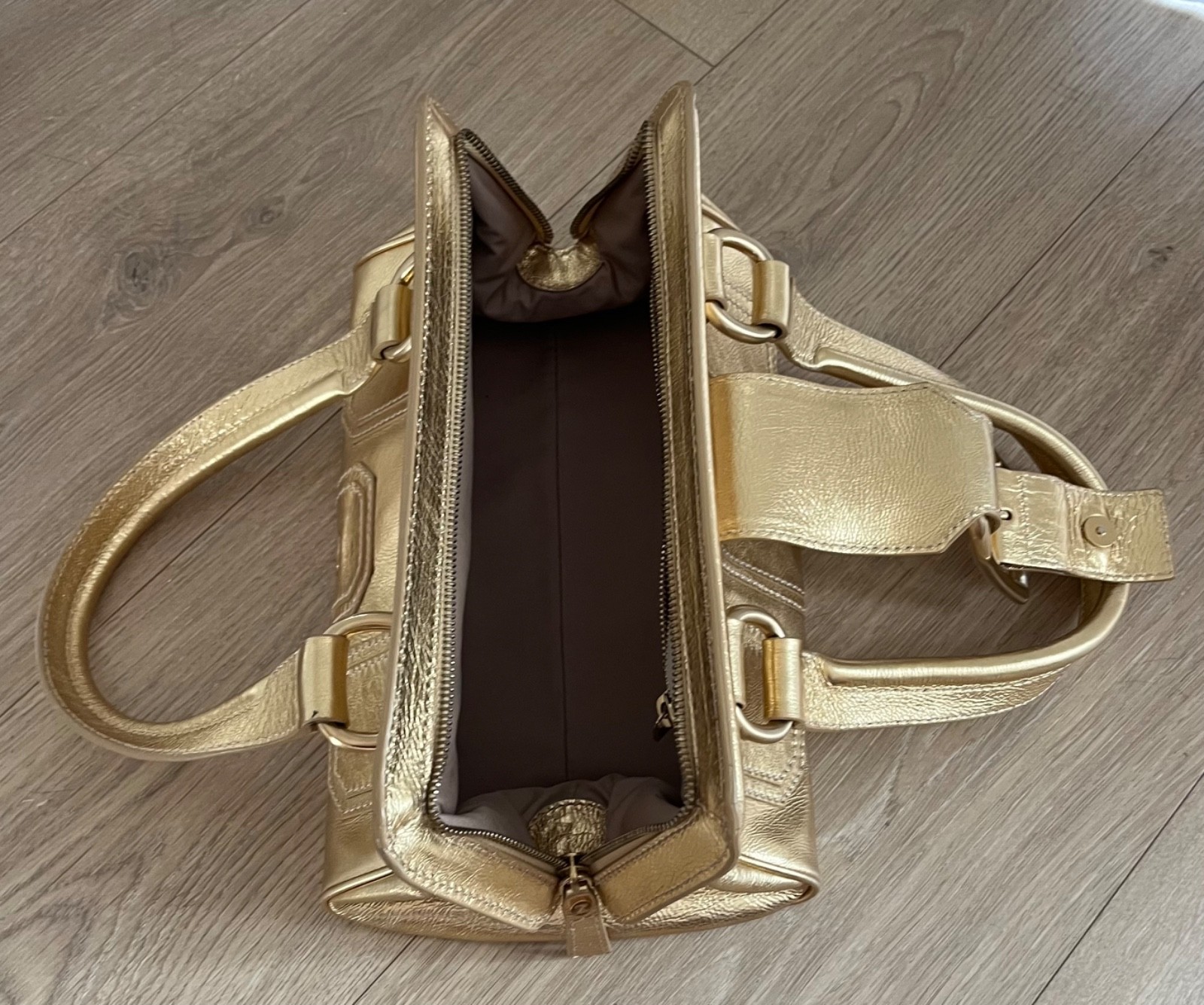 Vintage Celine Gold Metallic- Ella Frame Shoulder Bag-Y2K 2000s