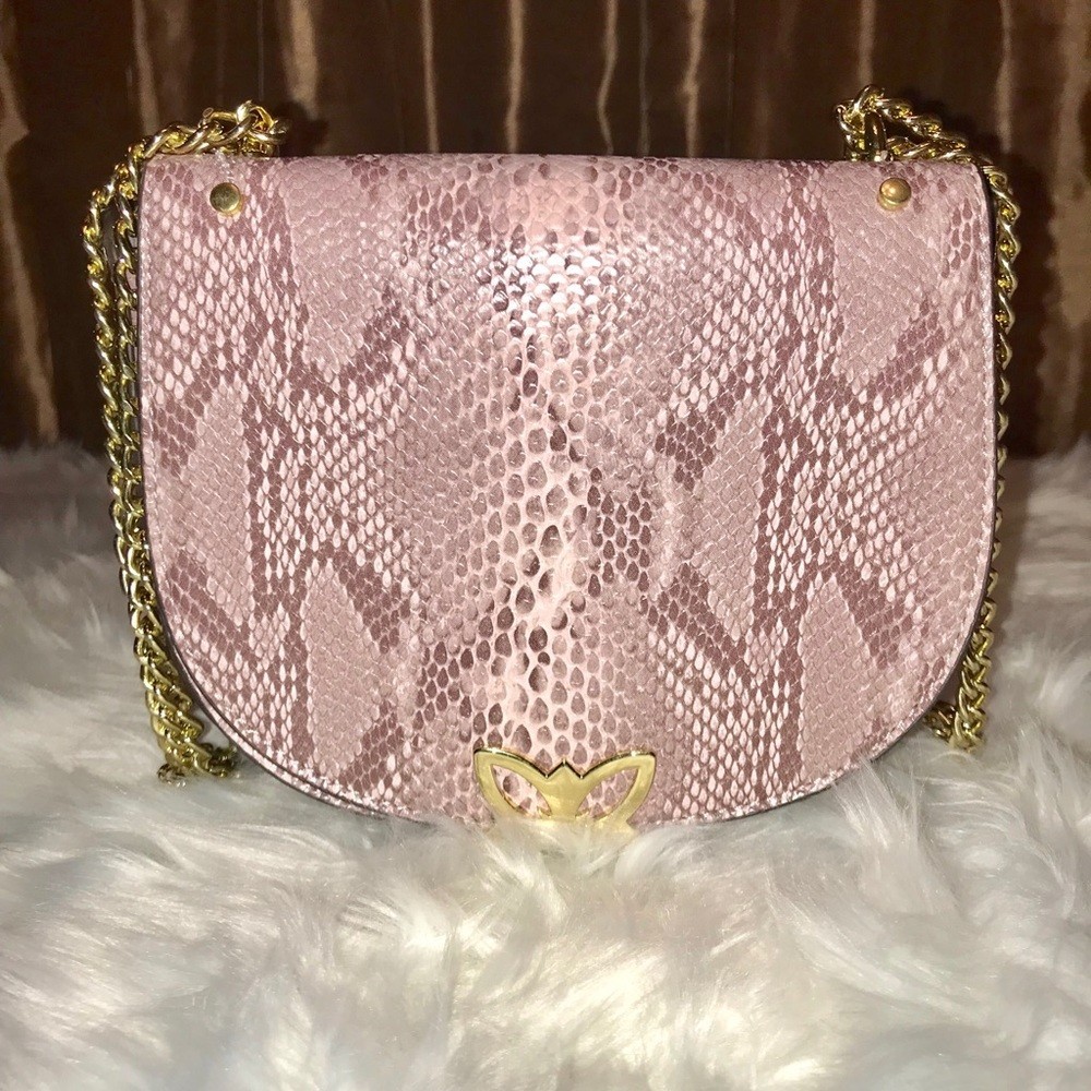 NWOT BCBG Snakeskin Rory Bag Crossbody Purse Purple Pink Gold
