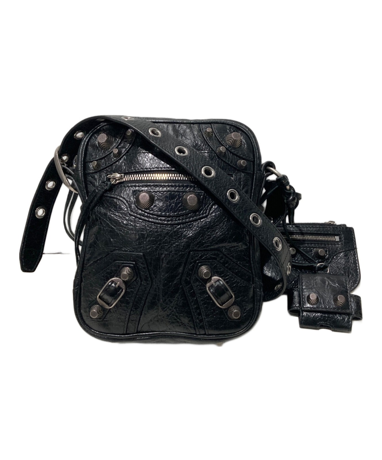 Balenciaga Crossbody Bag Le Cagole Leather Size Width 6.7 in Color Black 99