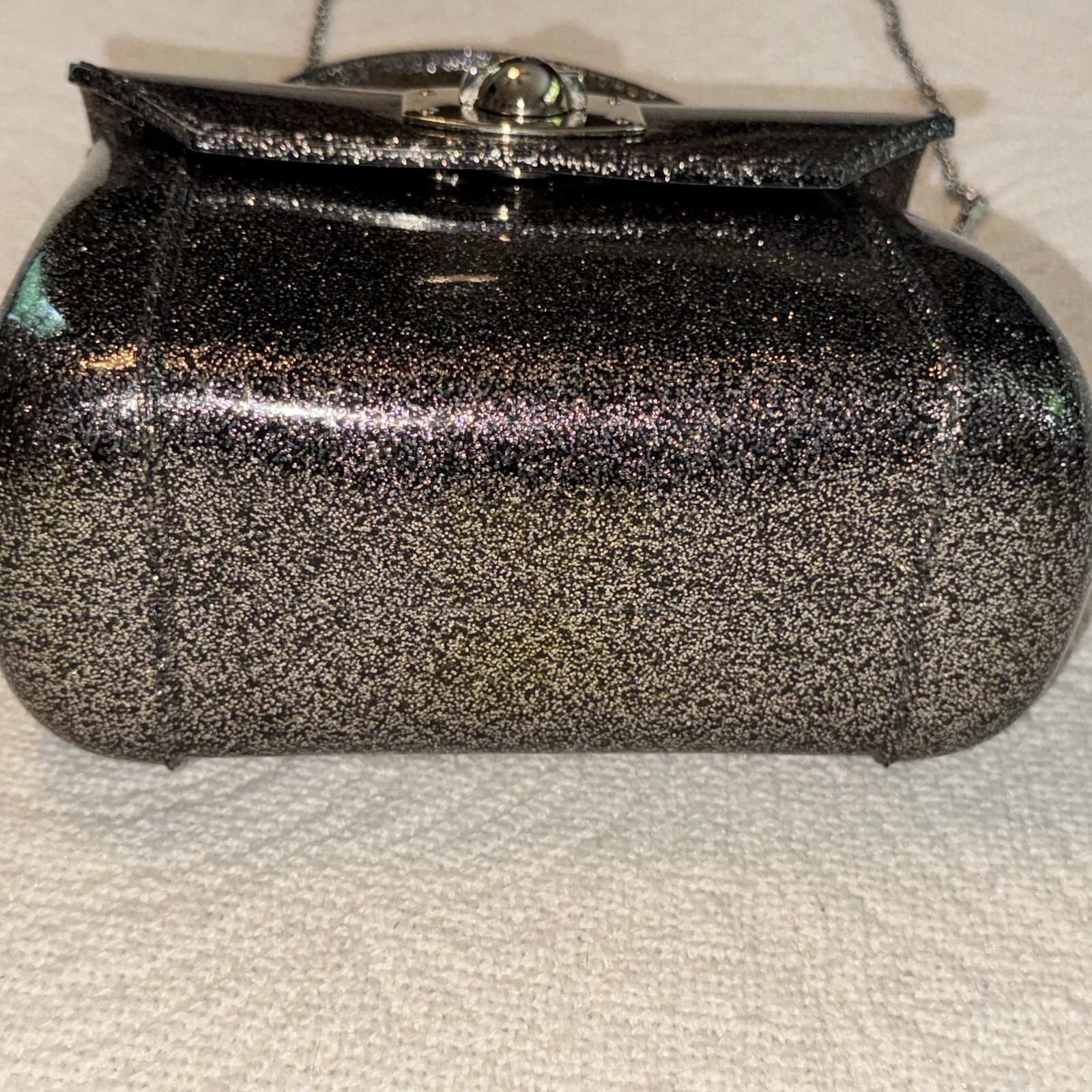 Furla Gray Silver Glitter JELLY Candy mini Satchel Crossbody Bag Italy 2WAY