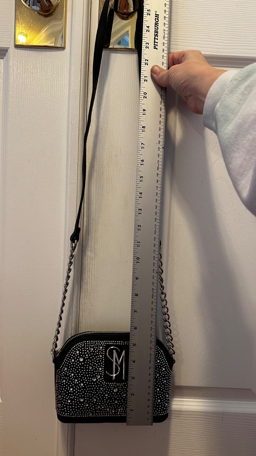 ✨ Steve Madden Rhinestone Studded Crossbody Purse – Black ✨
