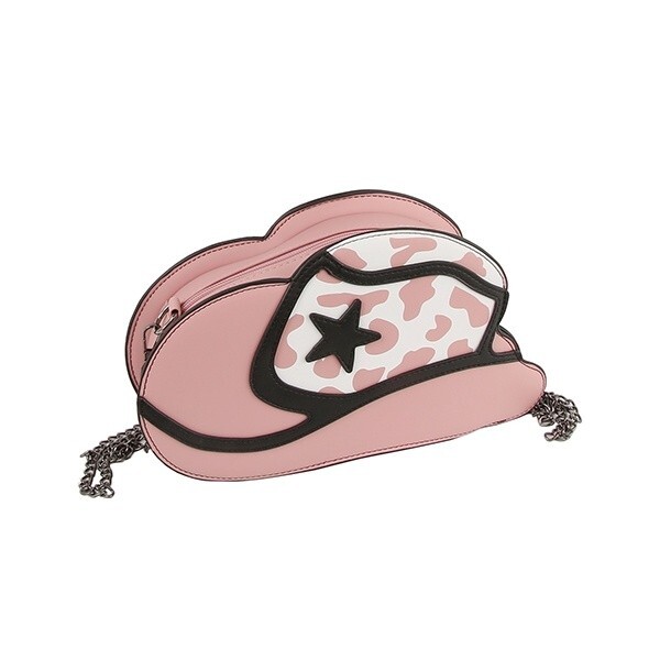Le Miel~ Cow Print Western Hat ~ BLUSH PINK ~ Crossbody Purse ~ 6.25 x 11.5 x 3