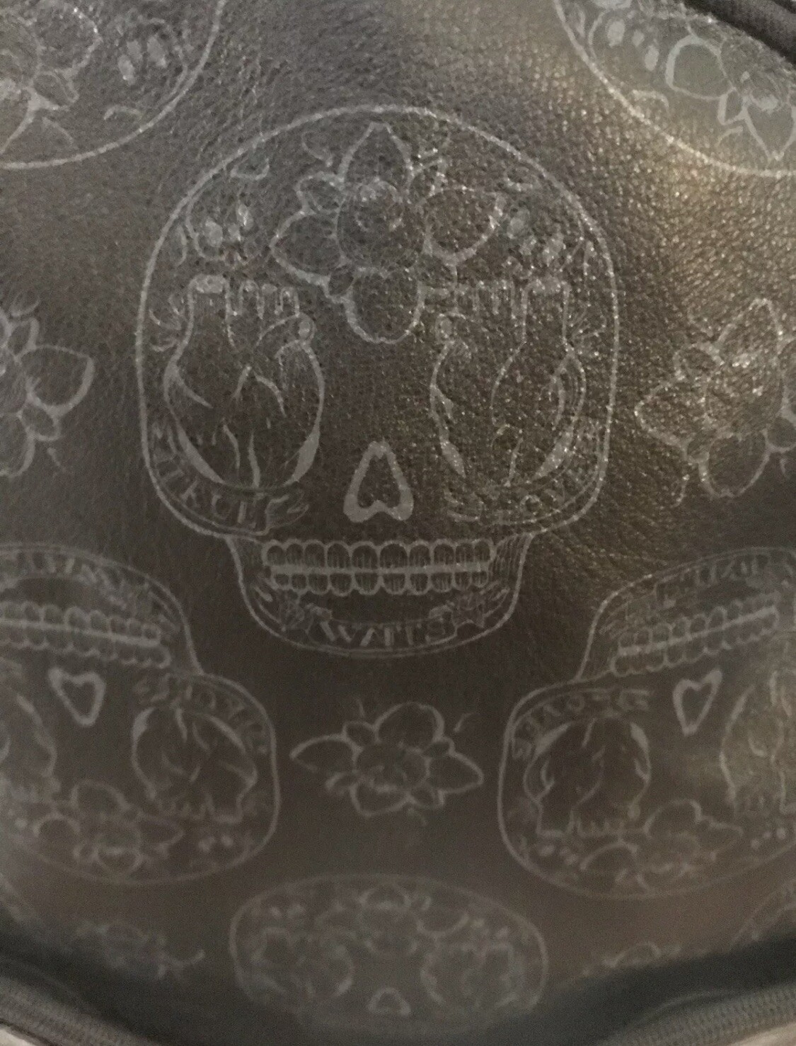 BEAUTIFUL LARETTAMIA BLACK LEATHER BACKPACK – SKULL Calavera PATTERN WITH FRINGE