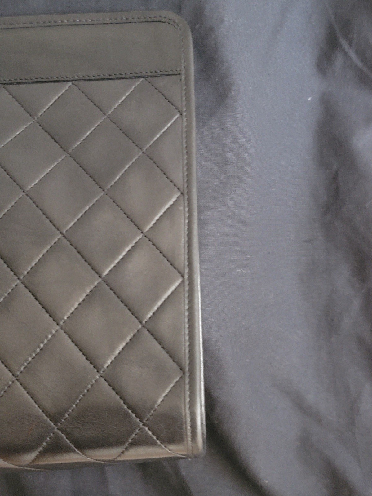 COA /CHANEL Black Quilted CC Logo Zip Clutch Pouch Gold Hardware Burgundy Lining