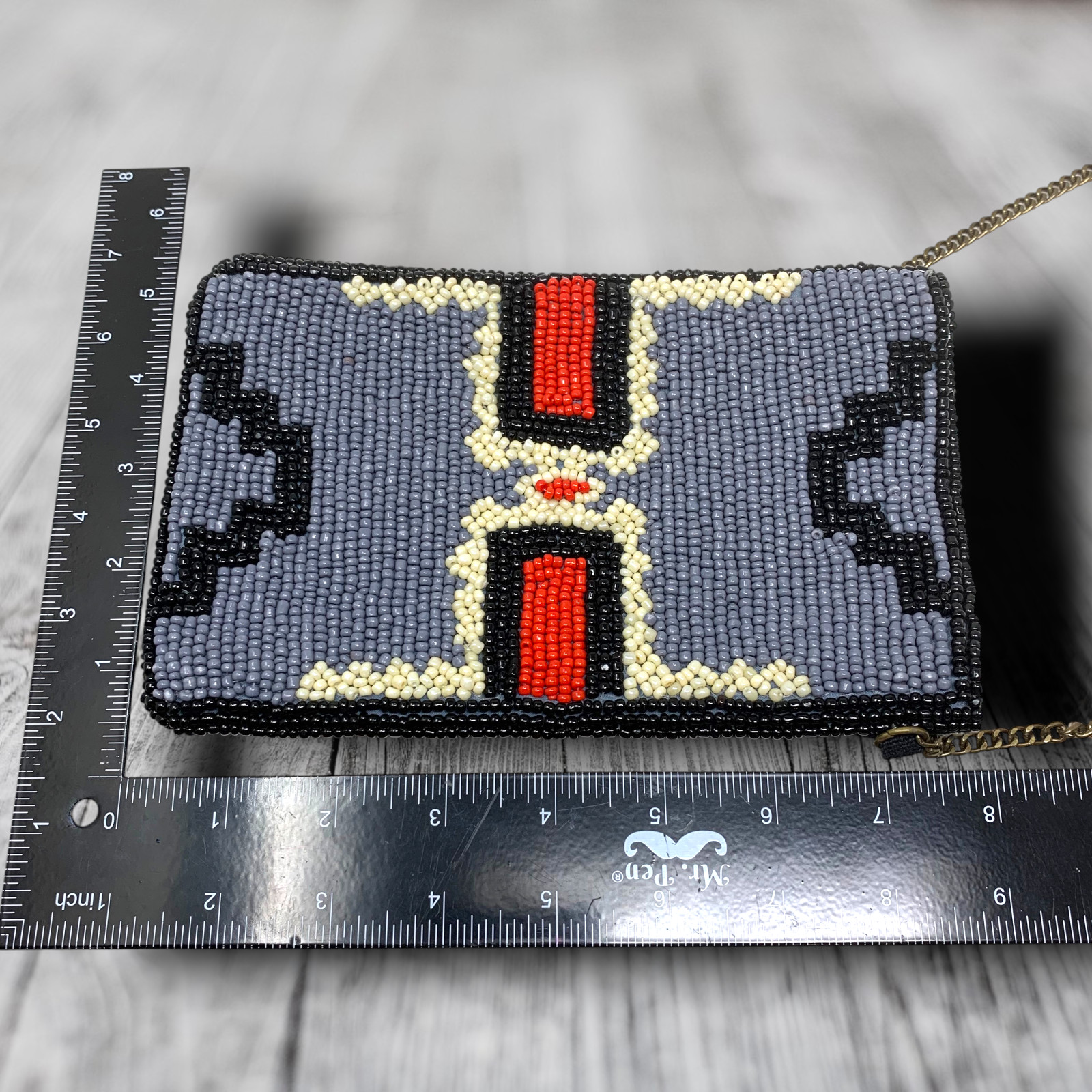 Ink + Alloy Beaded Envelope Clutch Purse Convertible Chain Strap Tribal Aztec