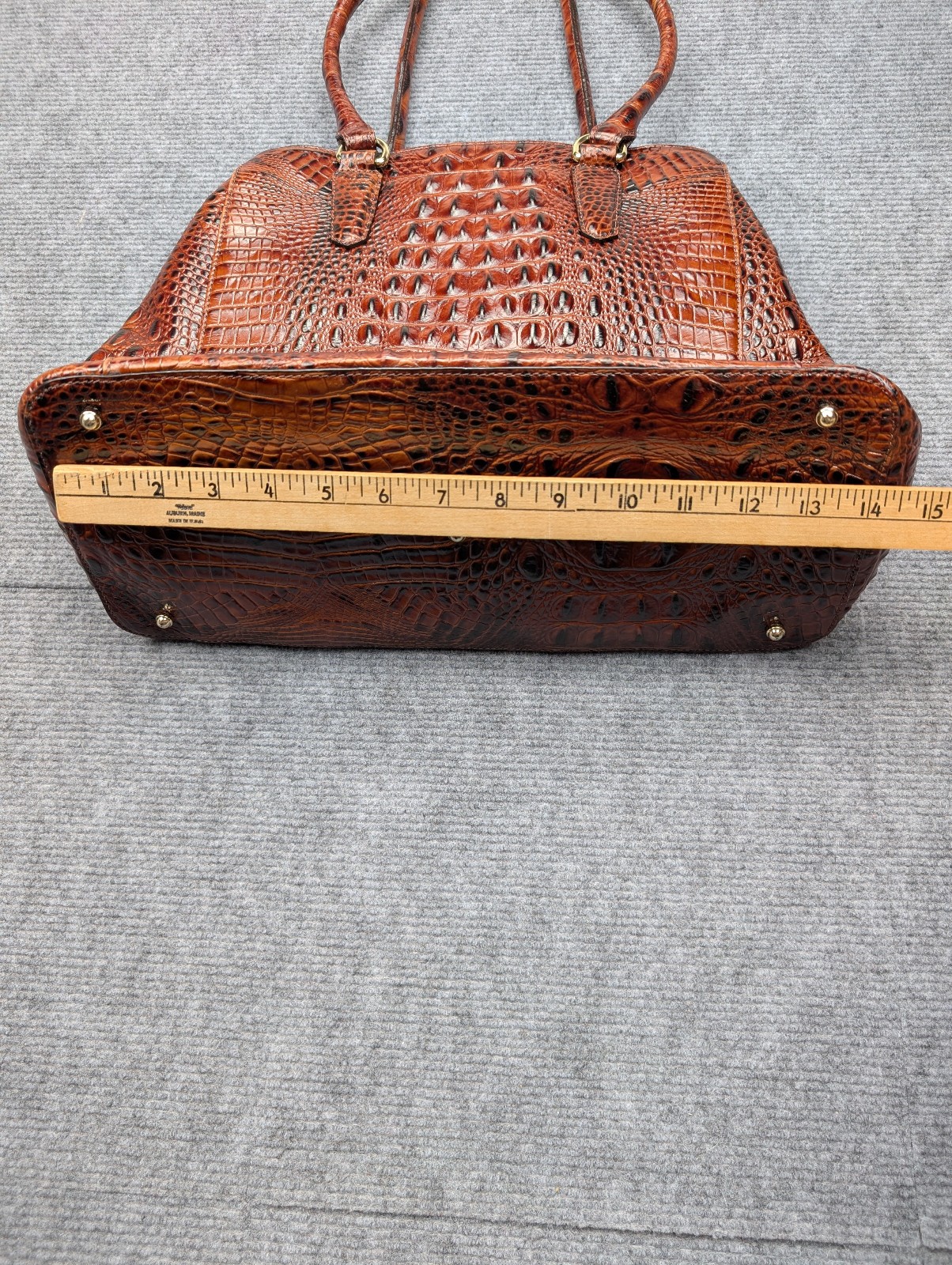 Brahmin Joan Tote Brown Croc Embossed Leather Shoulder Bag Purse Career Classic