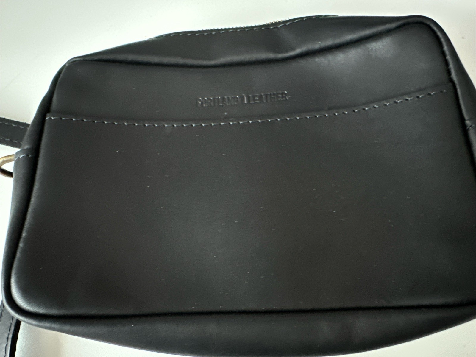 Portland Leather Goods Large Camera Bag Bourse Black Full Grain Crossbody