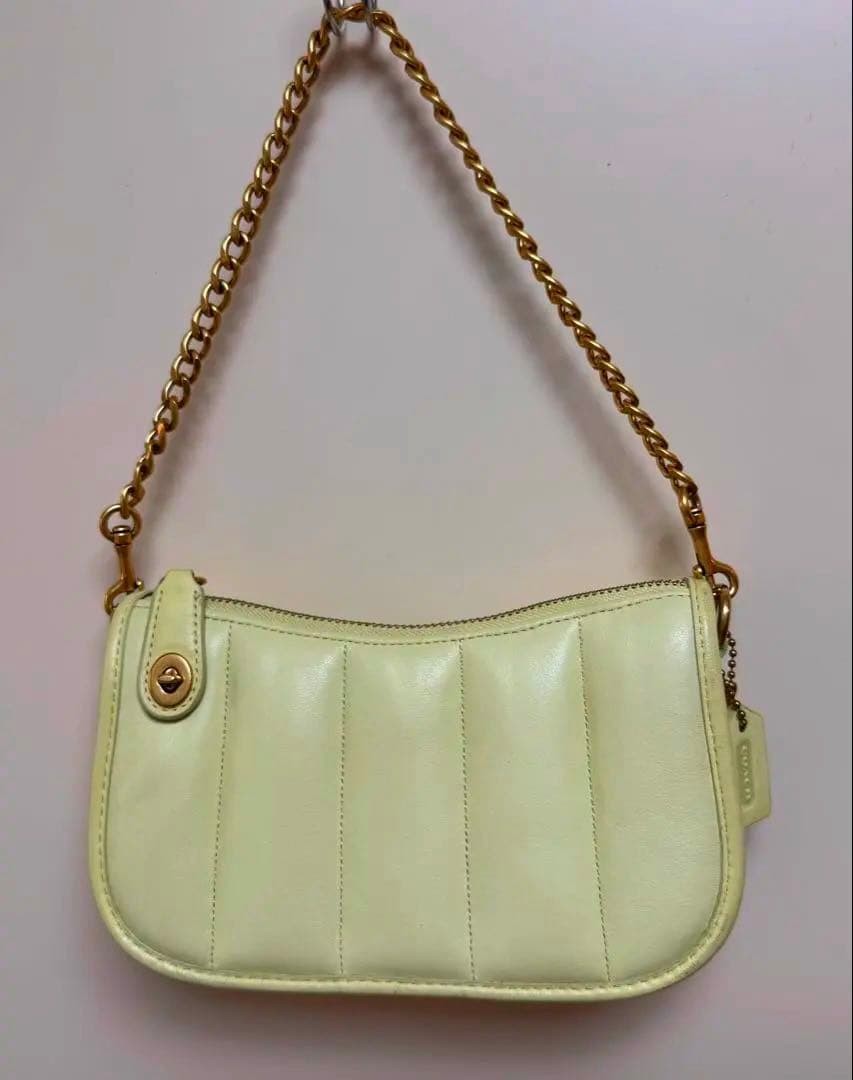 COACH Swinger 20 Bag Quilted Nappa Leather Lime Green Shoulder 7.9 x 4.7 Inch
