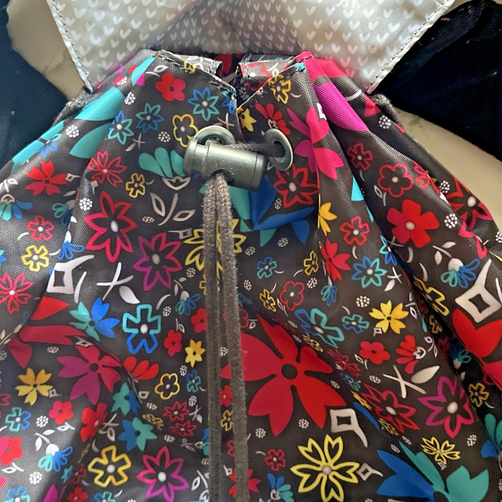 Kipling Backpack Floral Monkey Keyring Pink Blue Red Drawstring Multicolor