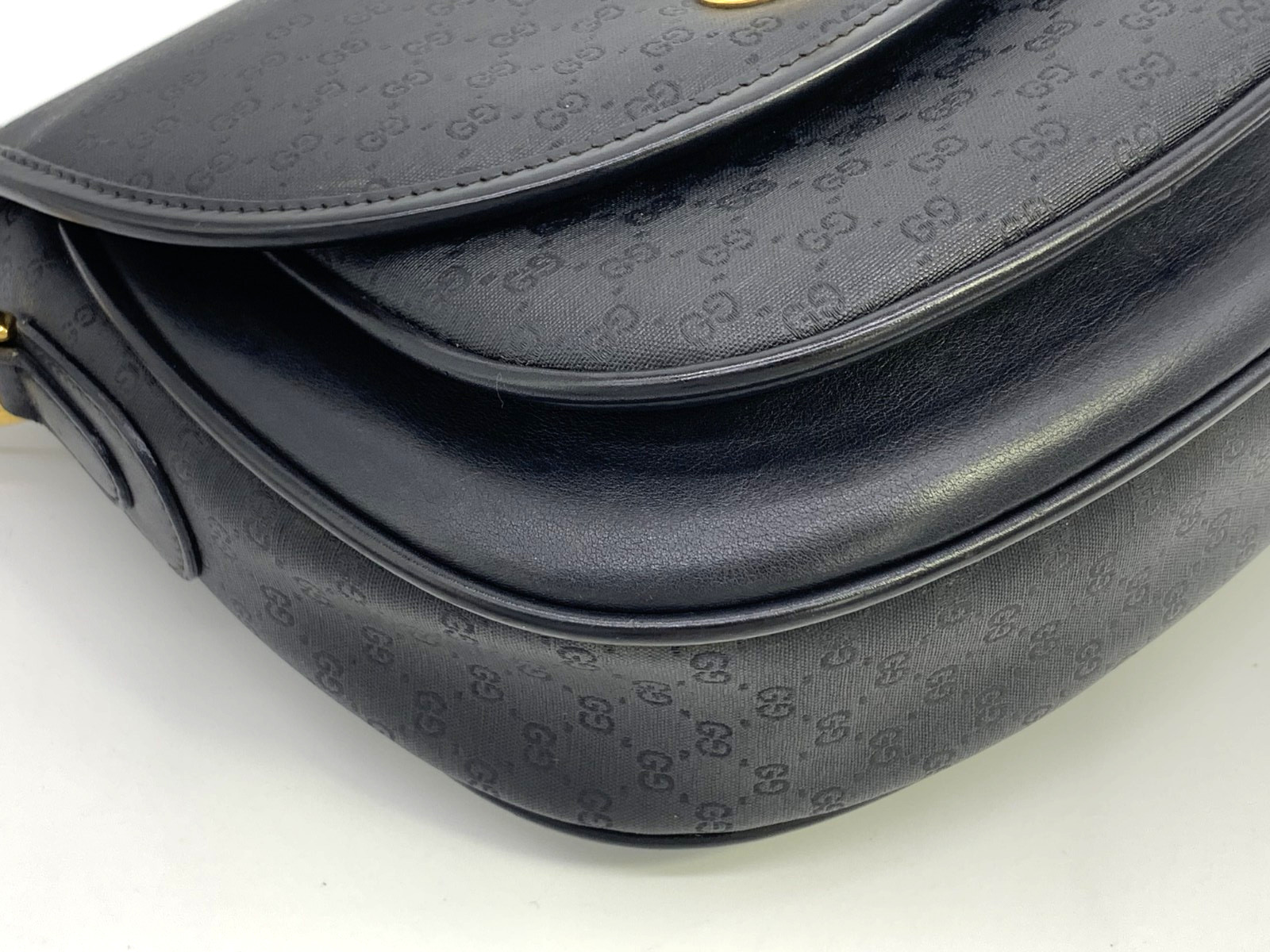 GUCCI VINTAGE Shoulder Bag Micro-GG Pattern PVC Black Classic Authentic