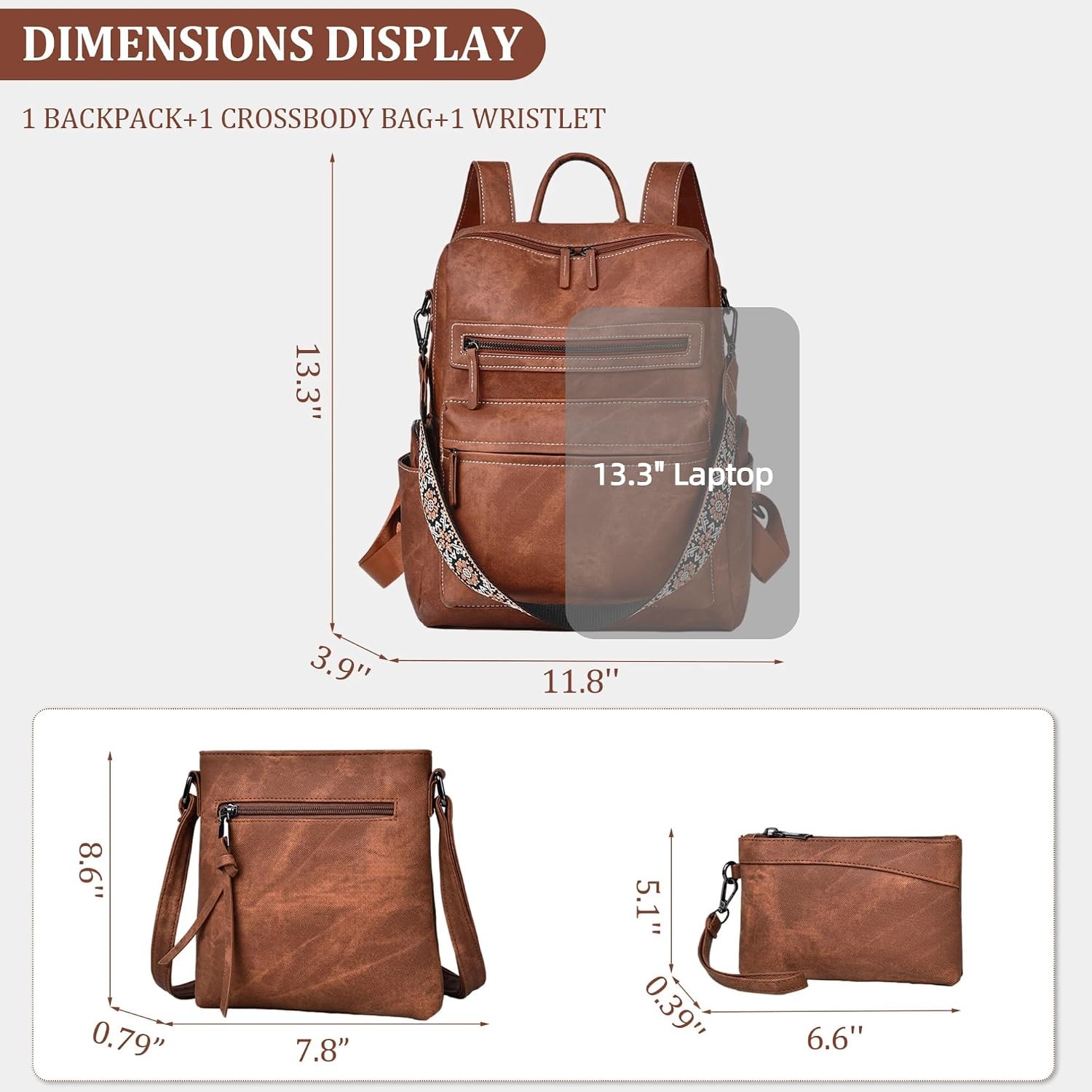 Pu Leather Convertible Backpack Purse for Daily Travel and Casual Use