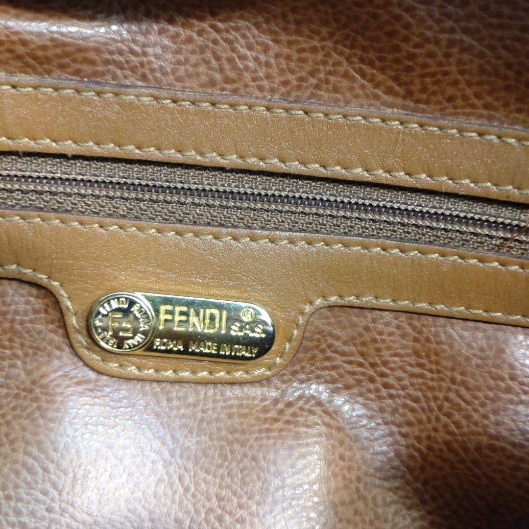 Authentic Fendi Vintage Janus Shoulder Bag 1980s Leather Beige Brown Damaged