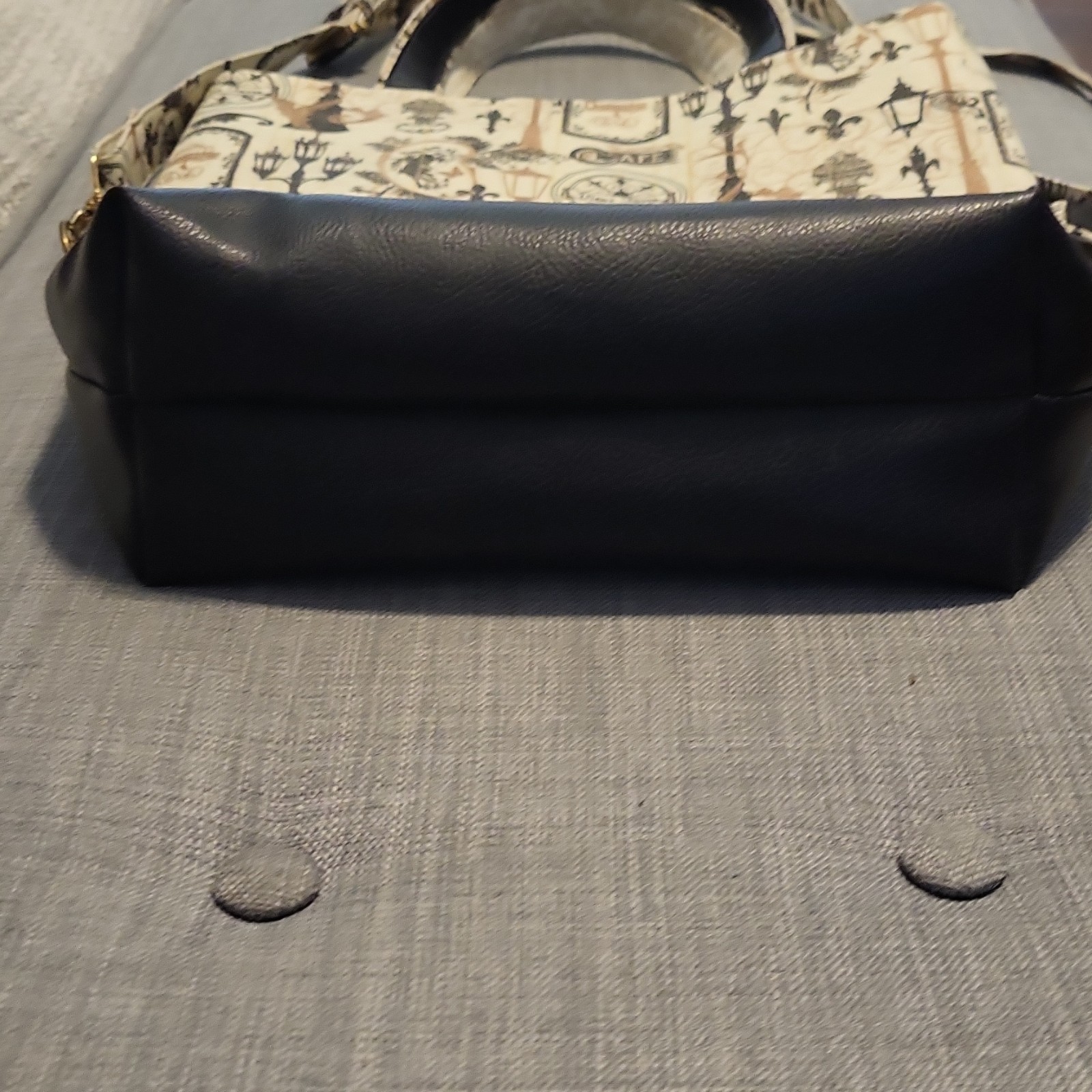 Paris Graphic Black/Ivory Crossbody Tote Zip Top Handle Detachable Strap
