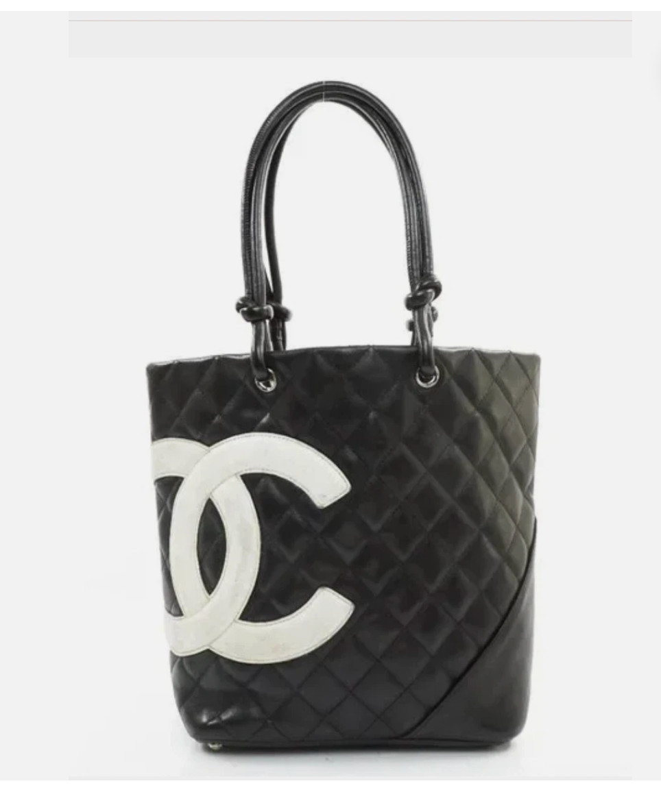 CHANEL Cambon Line Black with White Tote Bag