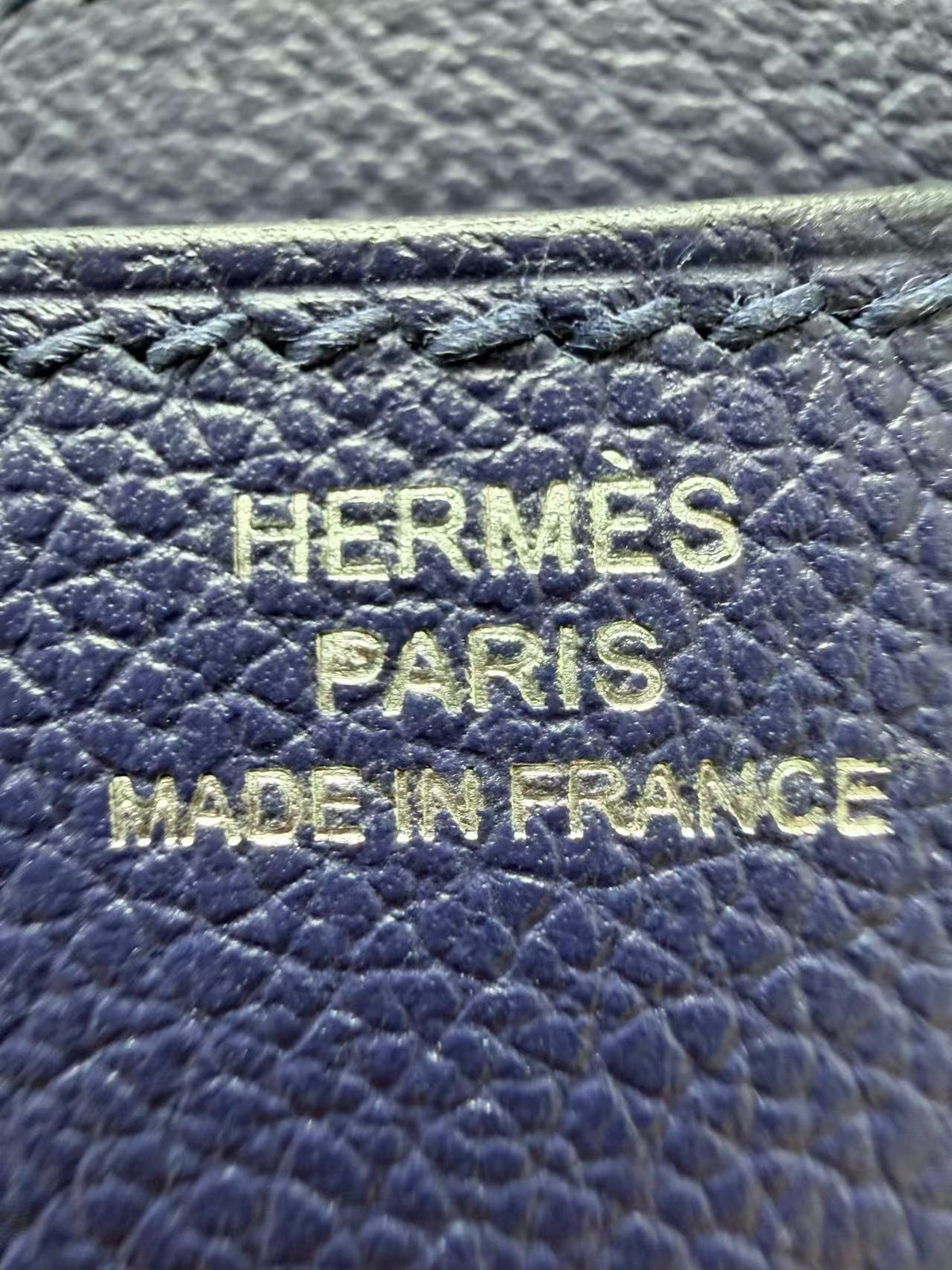 AUTH Hermès Constance 19 Blue Indigo Evercolor Leather Palladium Hardware