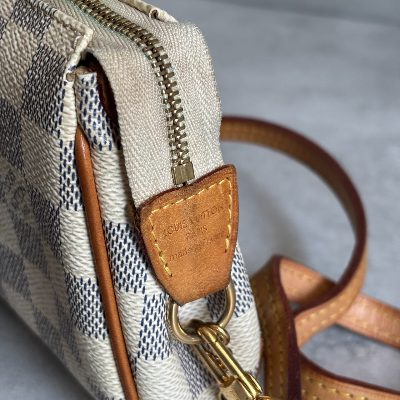 LOUIS VUITTON LV GHW Eva 2 Way Shoulder Bag N55214 Damier Azur White