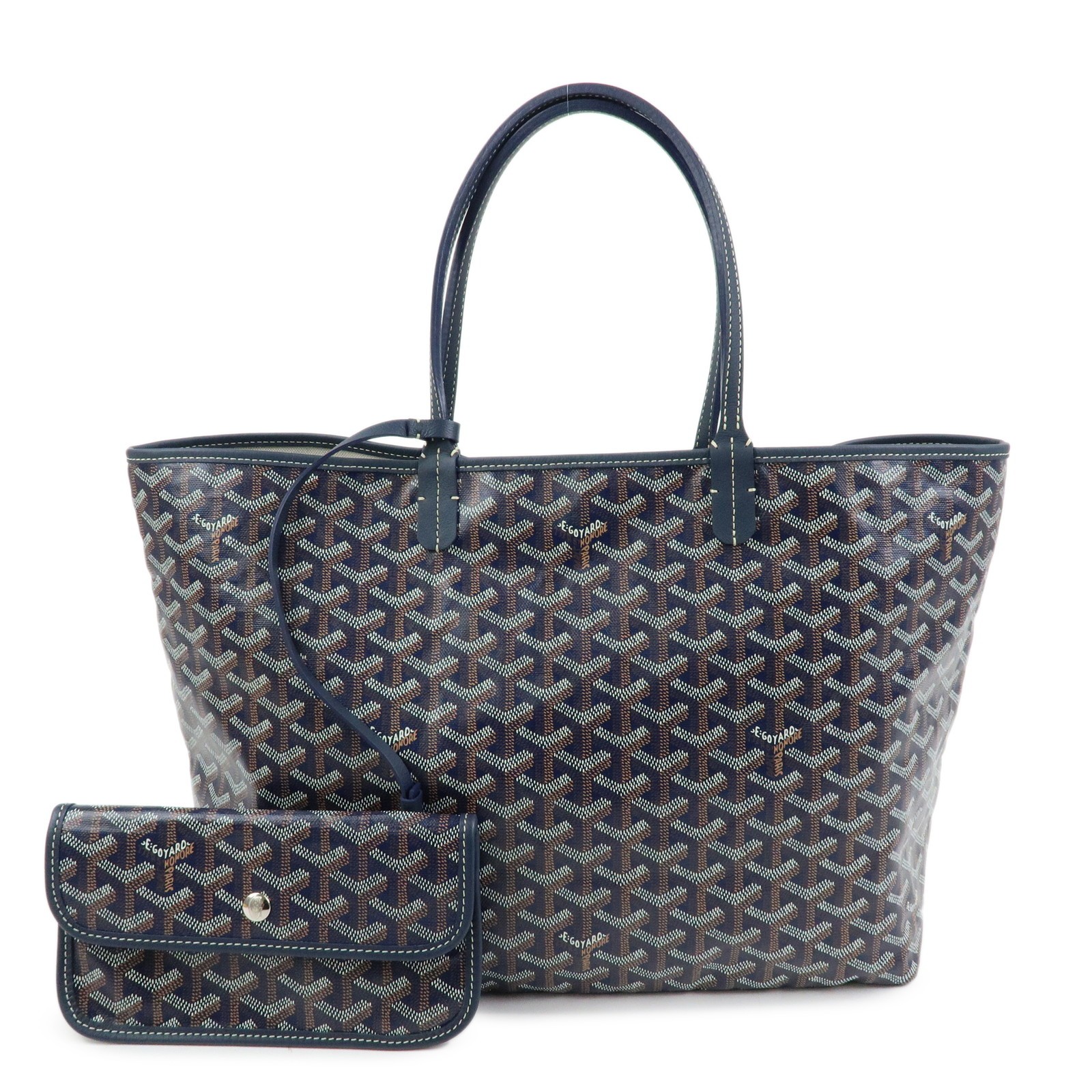 GOYARD Saint Louis PM PVC Canvas Leather Tote Bag Shoulder Bag Auth Used F/S