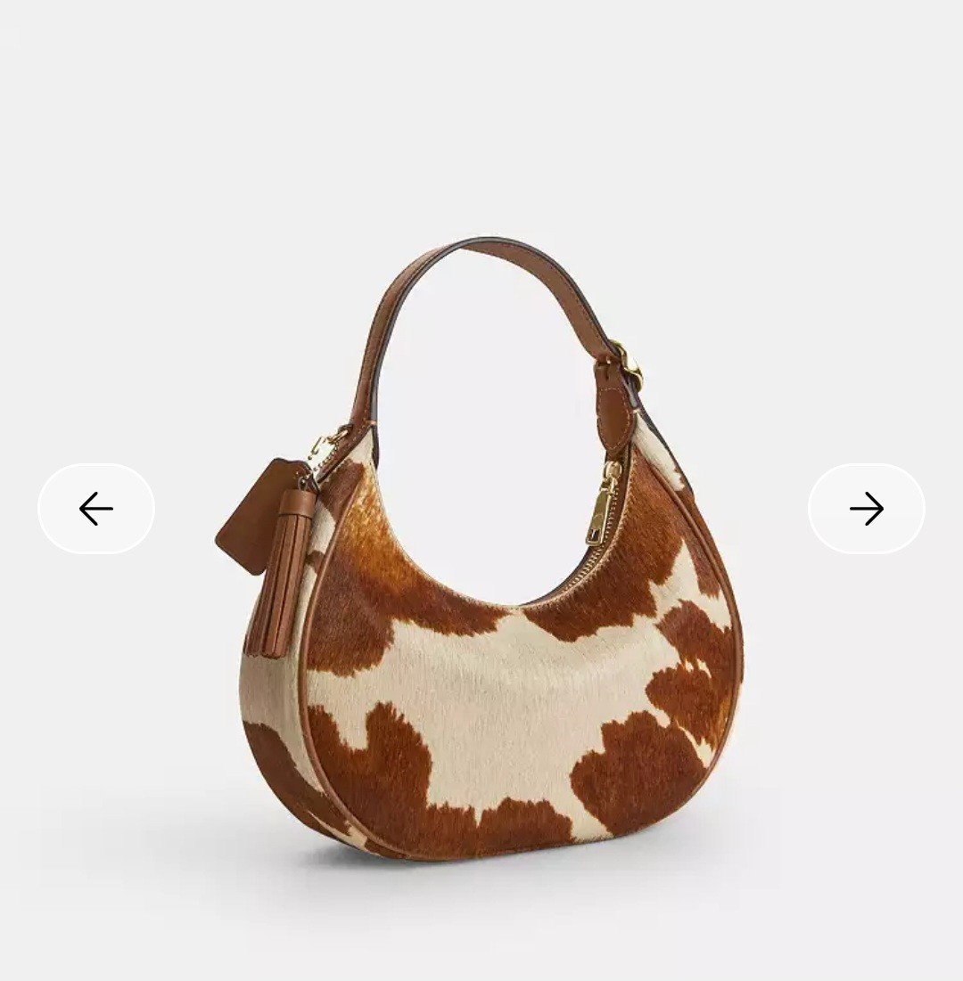 Coach Emily Shoulder Bag In Haircalf With Cow Print CDX23 Gold/Cow Multi