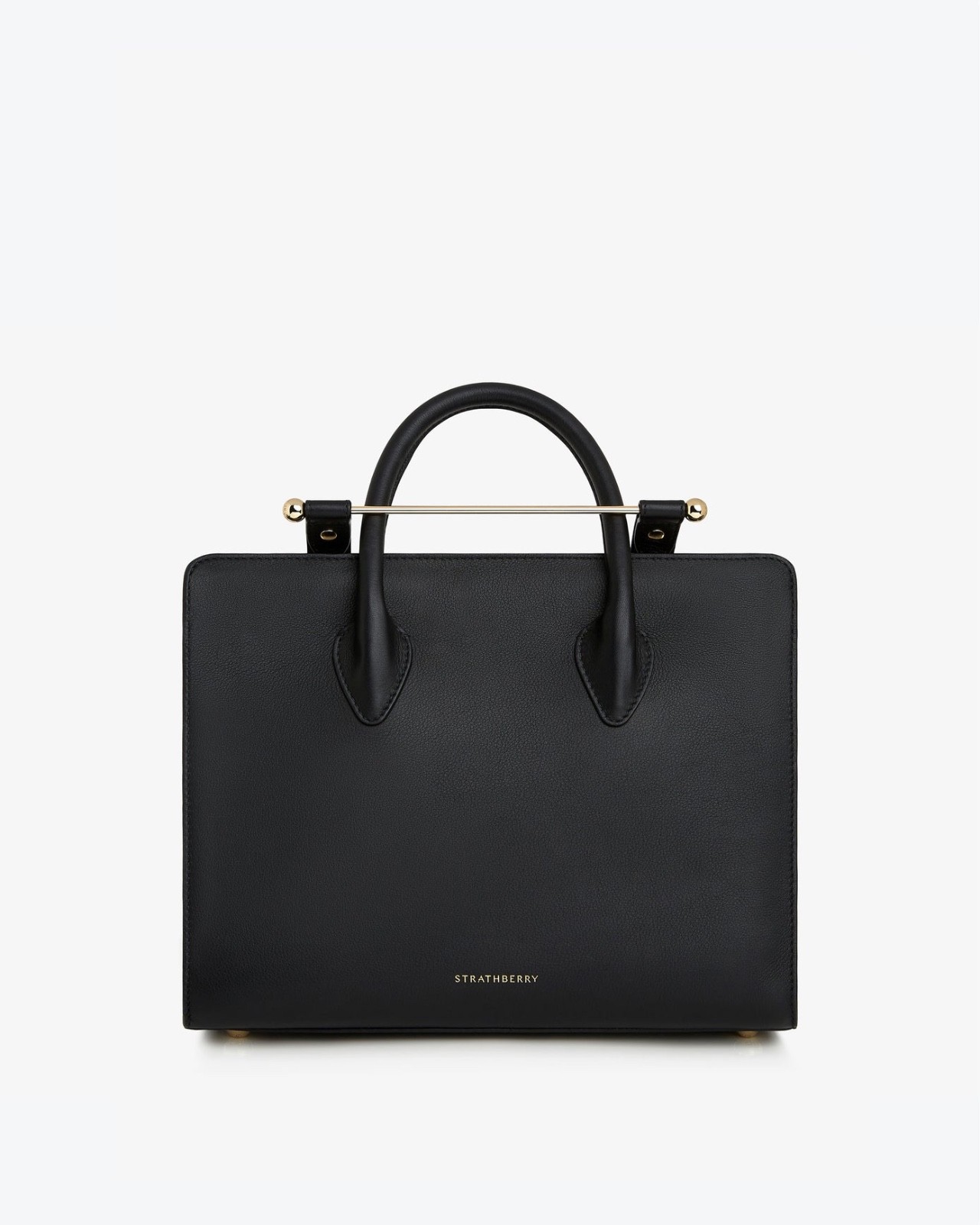 The Strathberry Midi Tote Leather Purse in Black